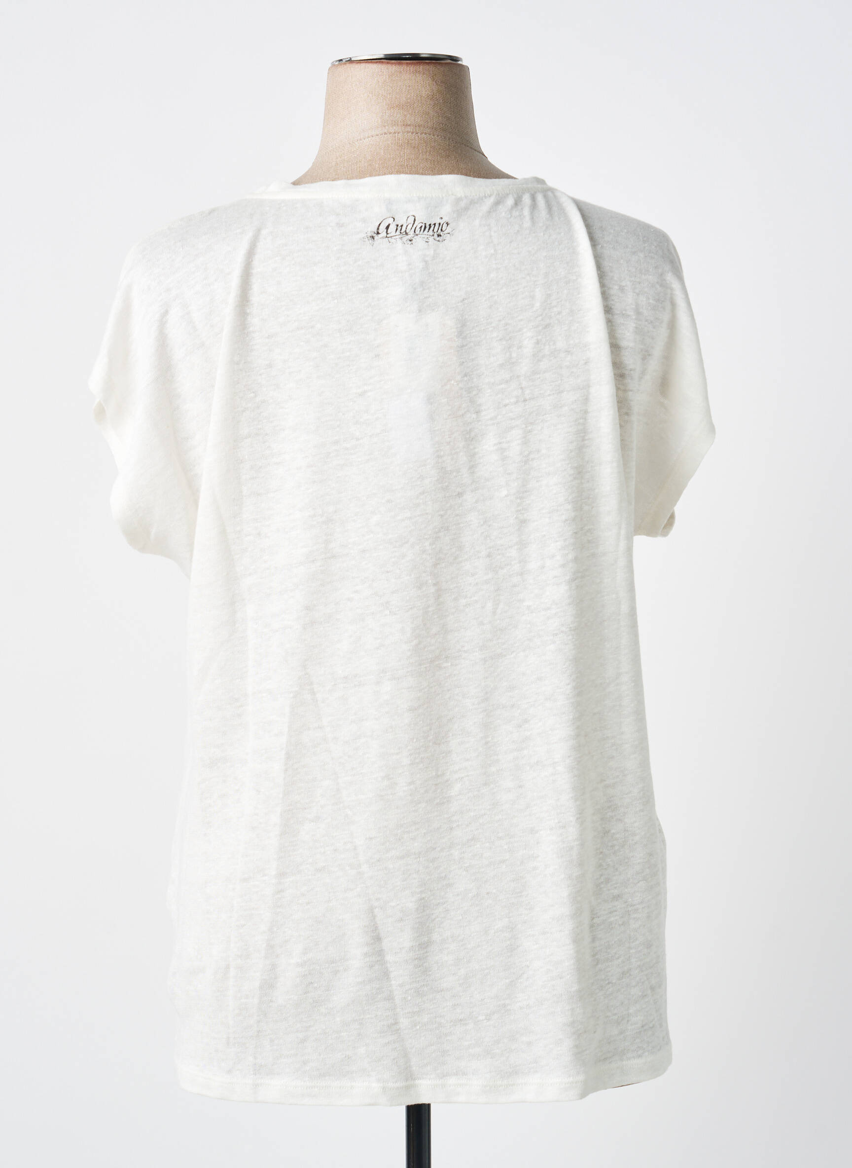 T-shirt imprimé fantaisie manches courtes blanc ANDAMIO femme