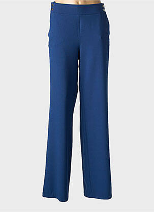 Pantalon droit tissage crêpe taille normale bleu ANDAMIO femme