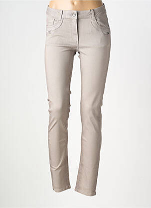 Pantalon slim tissage popeline taille normale gris LAUREN VIDAL femme