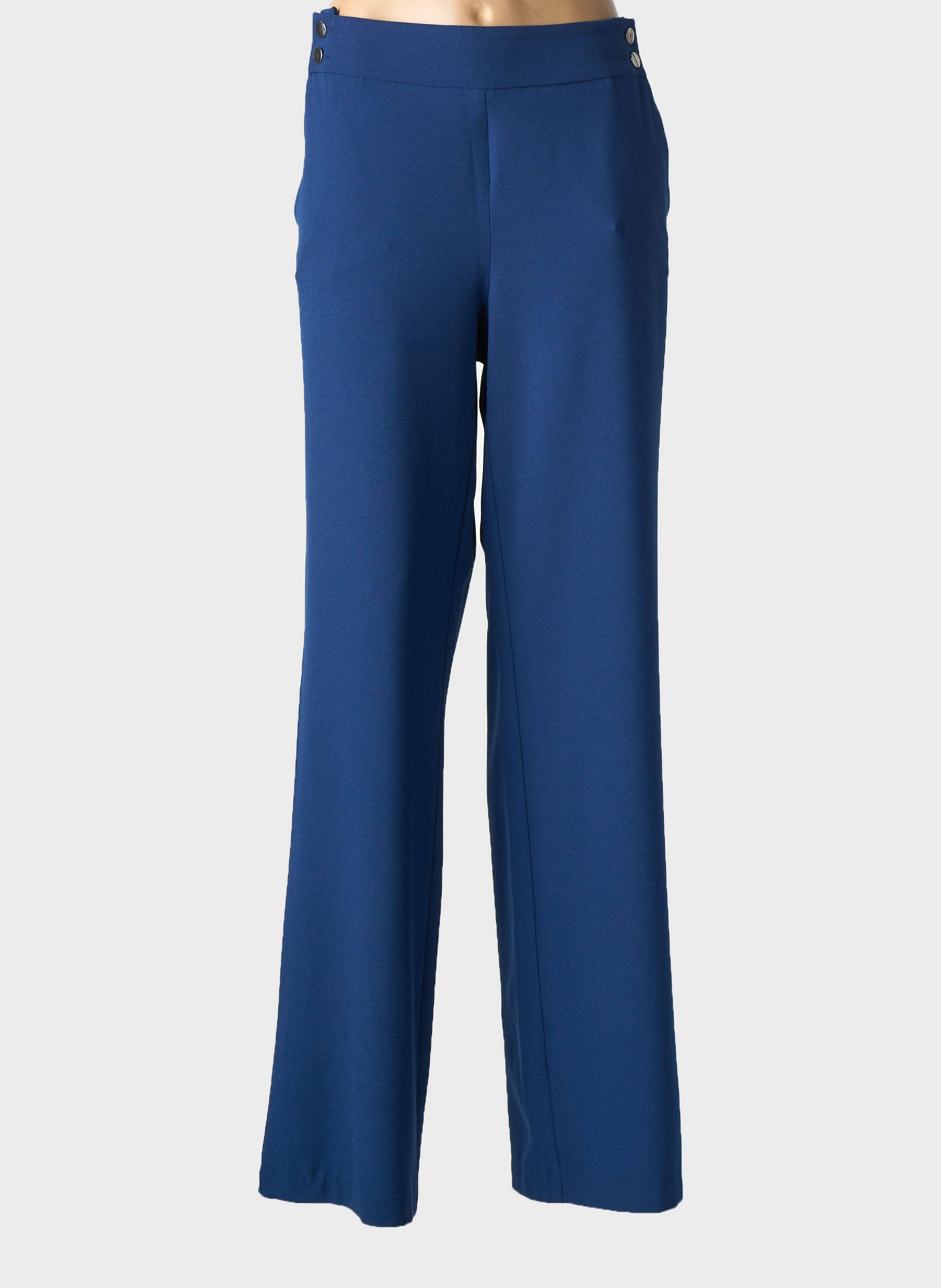 Pantalon droit tissage crêpe taille normale bleu ANDAMIO femme