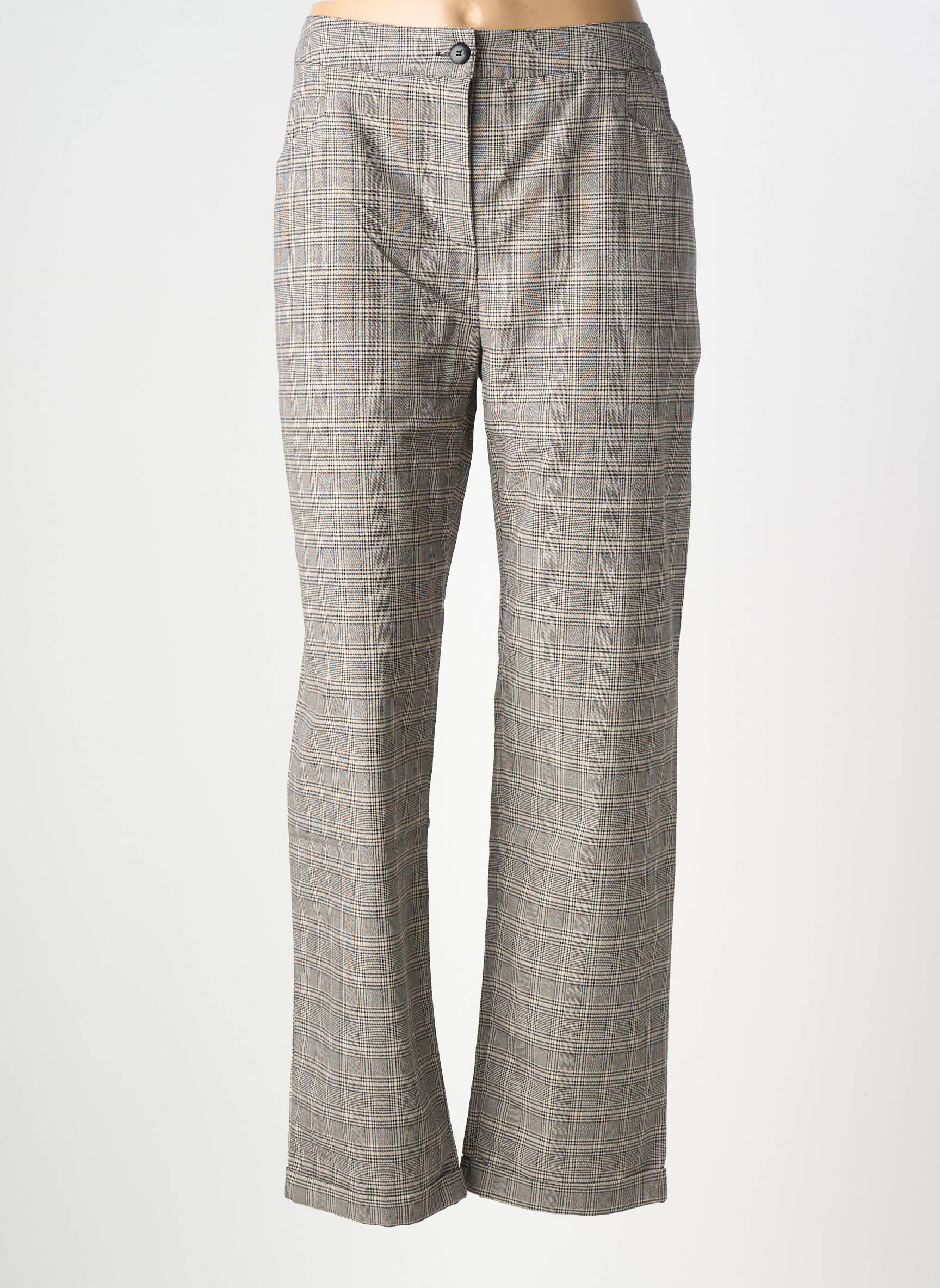 Pantalon droit fermeture zippée sous rabat boutonné taille normale gris LA FIANCEE DU PIRATE femme