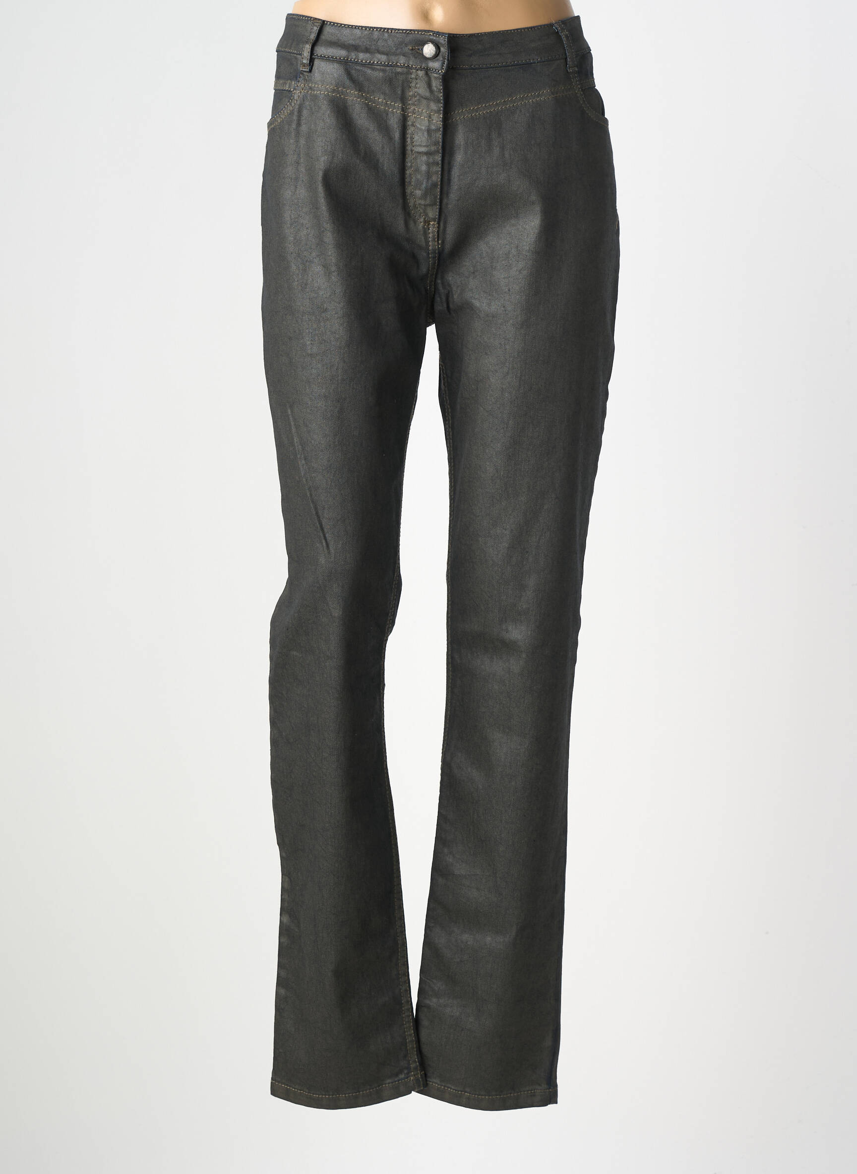 Pantalon droit stretch taille normale noir FLEUR DE SEL femme