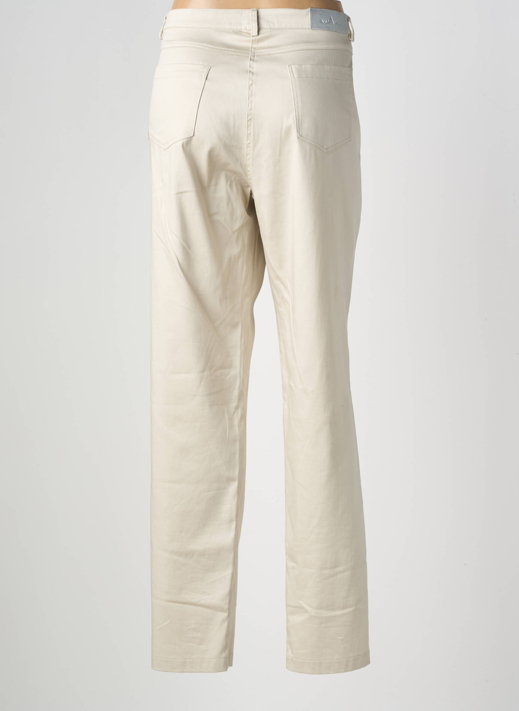 Pantalon droit stretch taille normale beige ANDAMIO femme