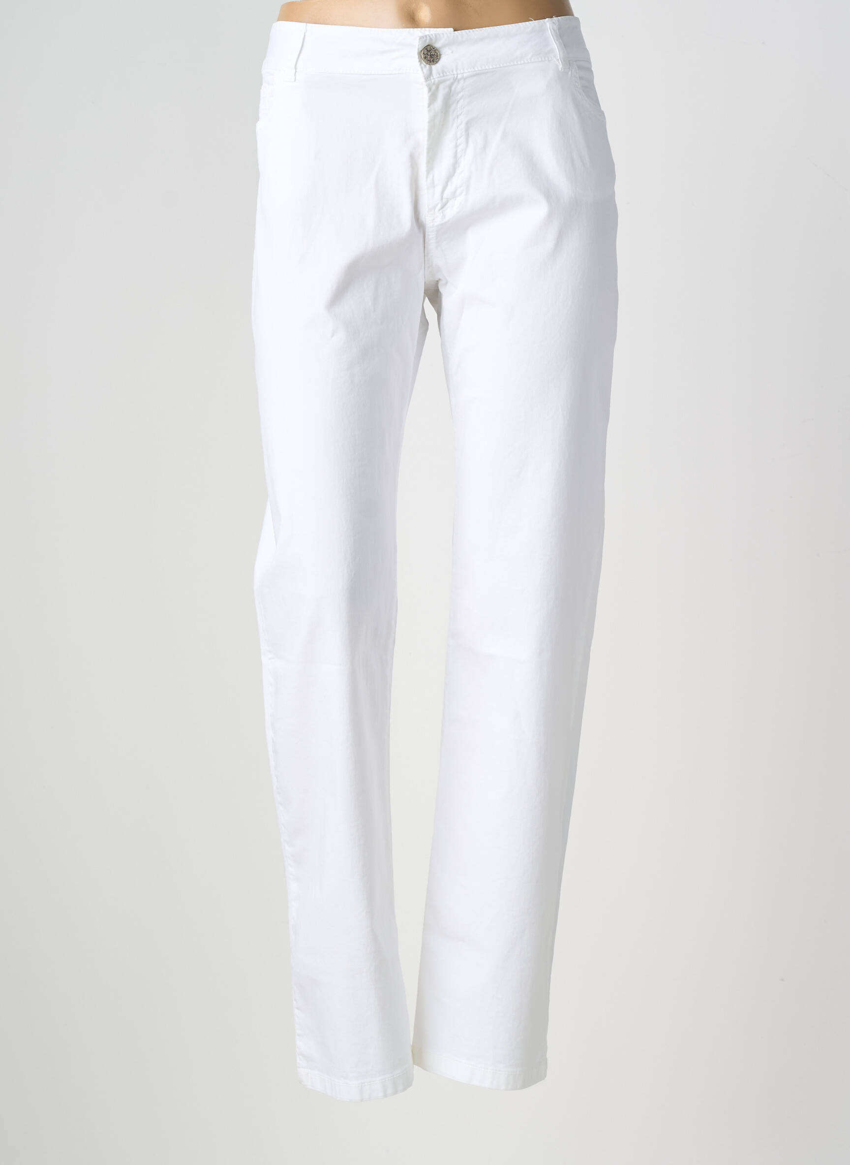 Pantalon droit tissage popeline taille normale blanc POUSSIERE D'ETOLE femme