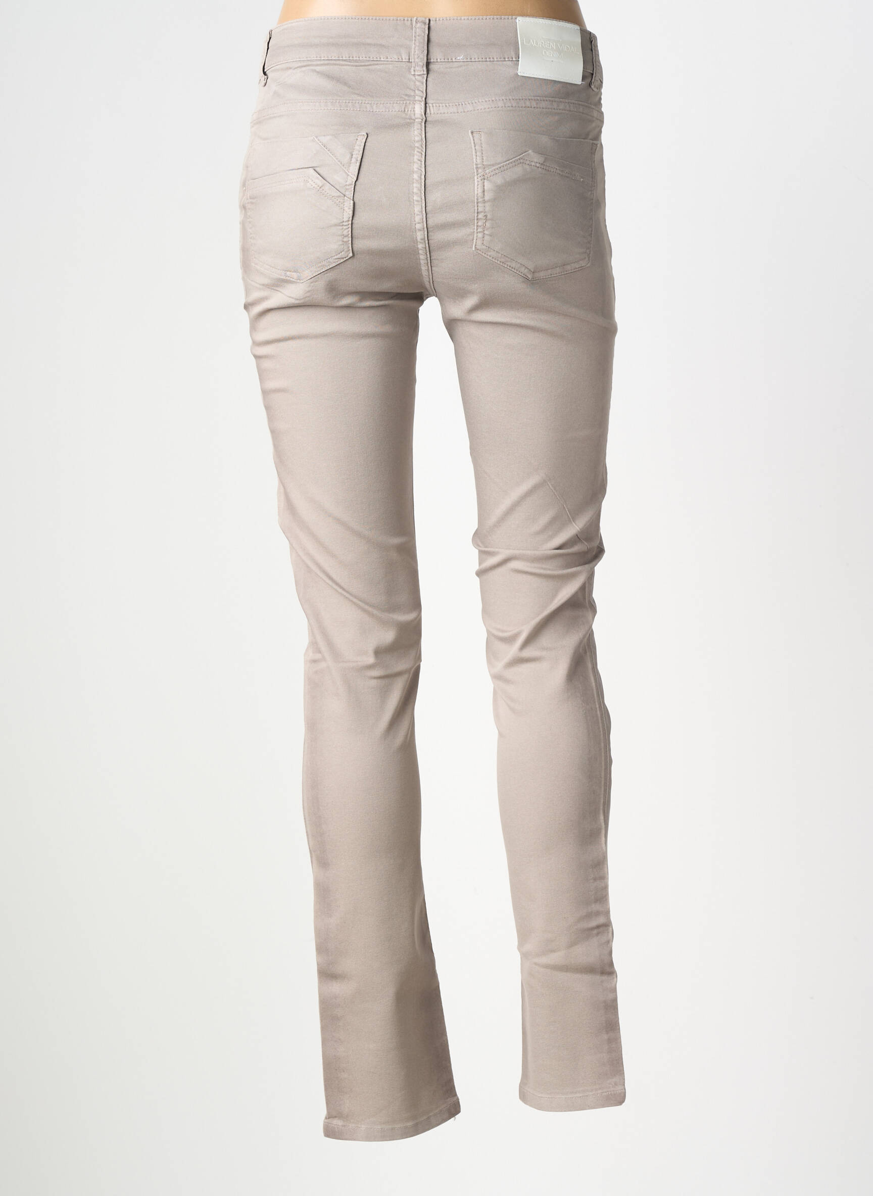 Pantalon slim tissage popeline taille normale gris LAUREN VIDAL femme