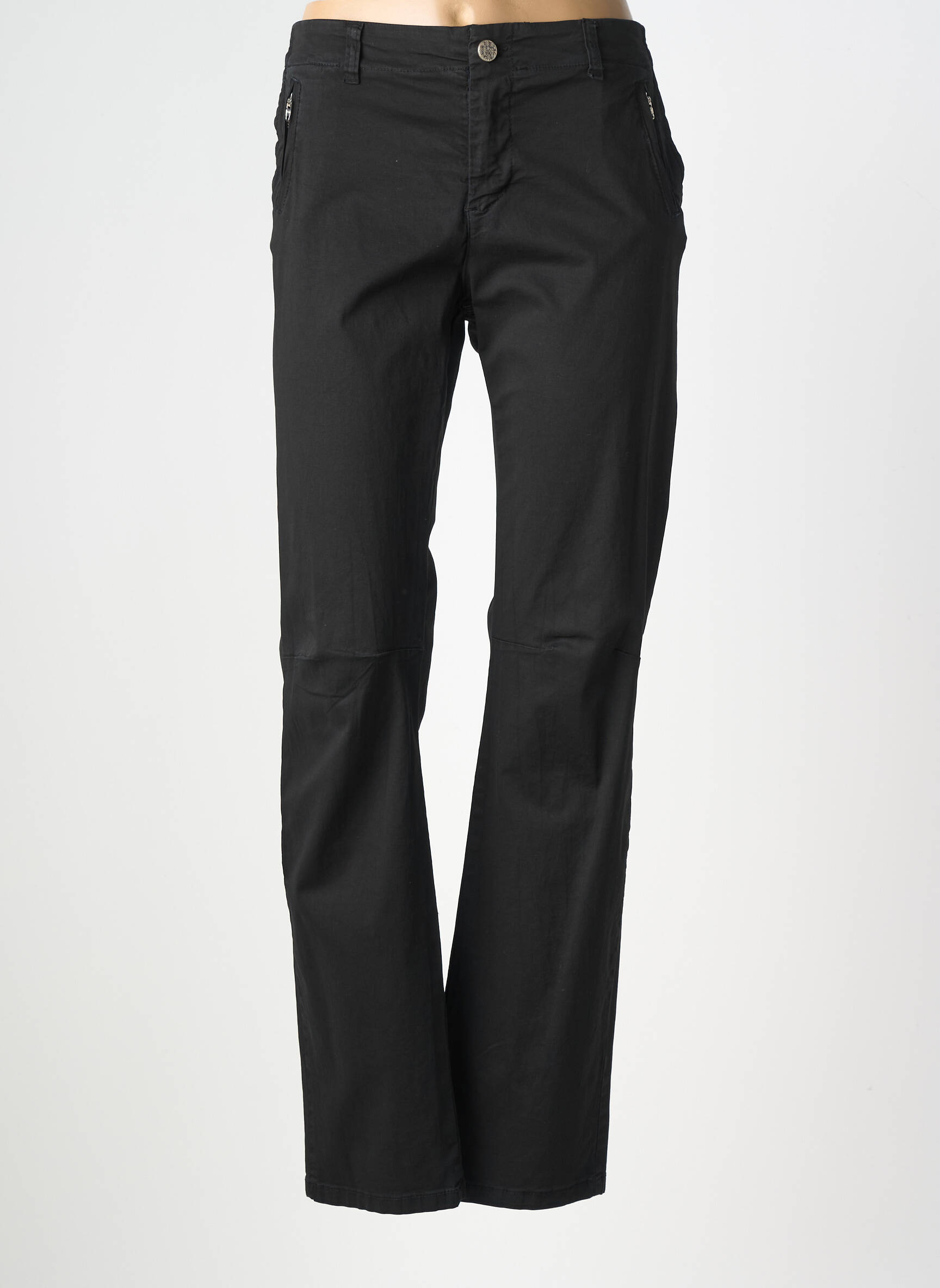 Pantalon droit stretch taille normale noir POUSSIERE D'ETOLE femme