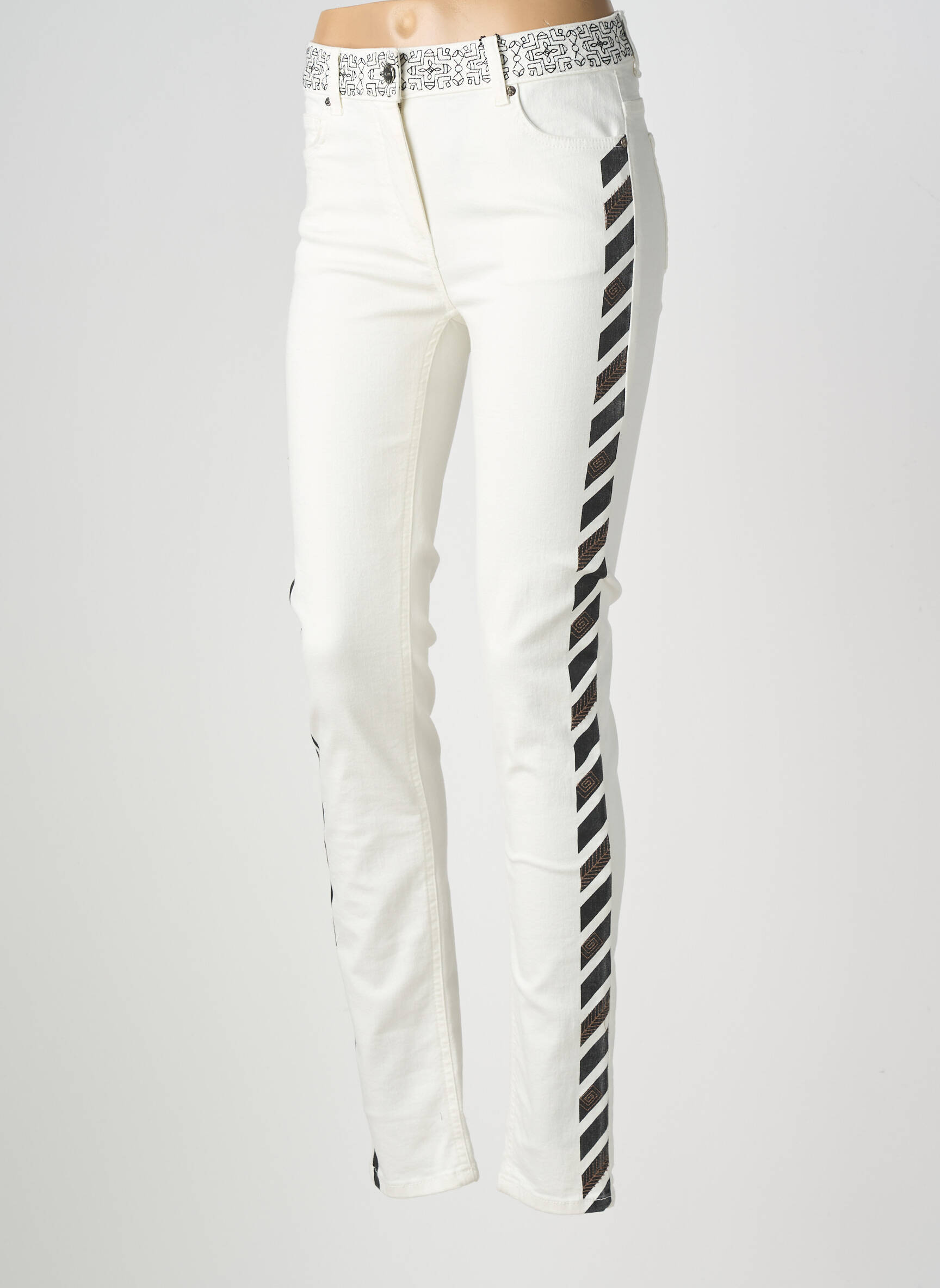 Jeans coupe slim stretch taille normale blanc LAUREN VIDAL femme