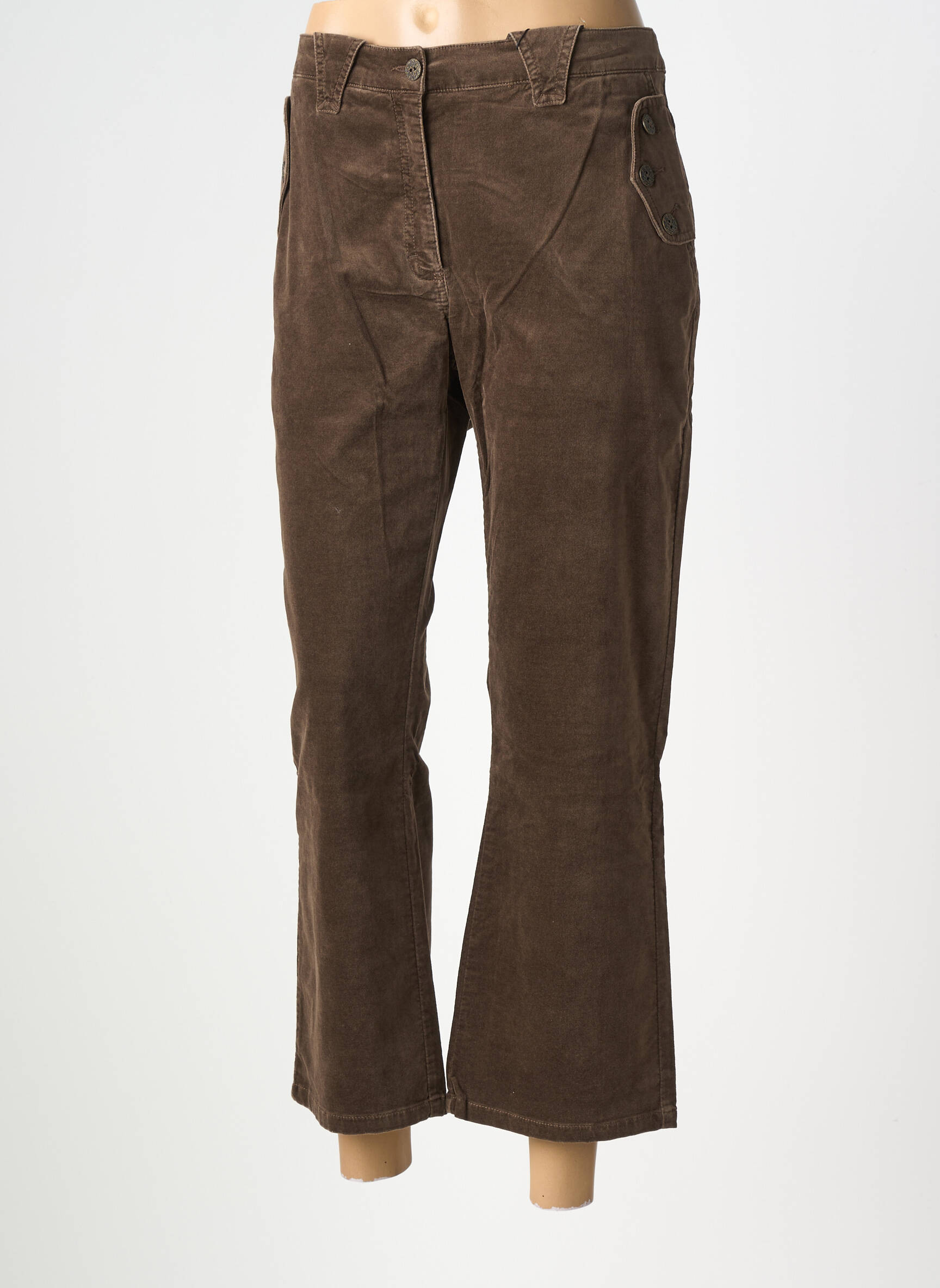 Pantalon 7/8 stretch taille normale marron FLEUR DE SEL femme