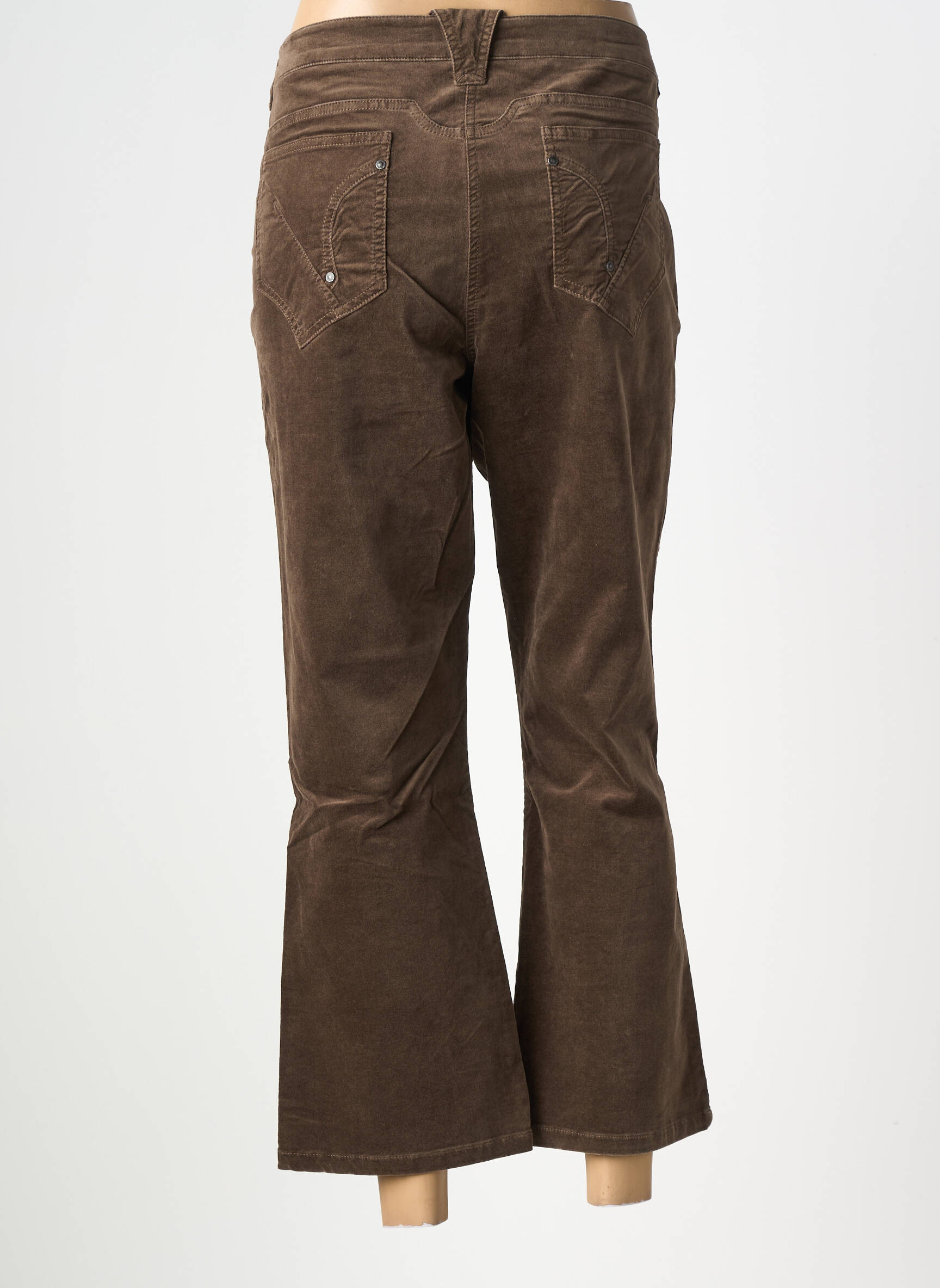 Pantalon 7/8 stretch taille normale marron FLEUR DE SEL femme