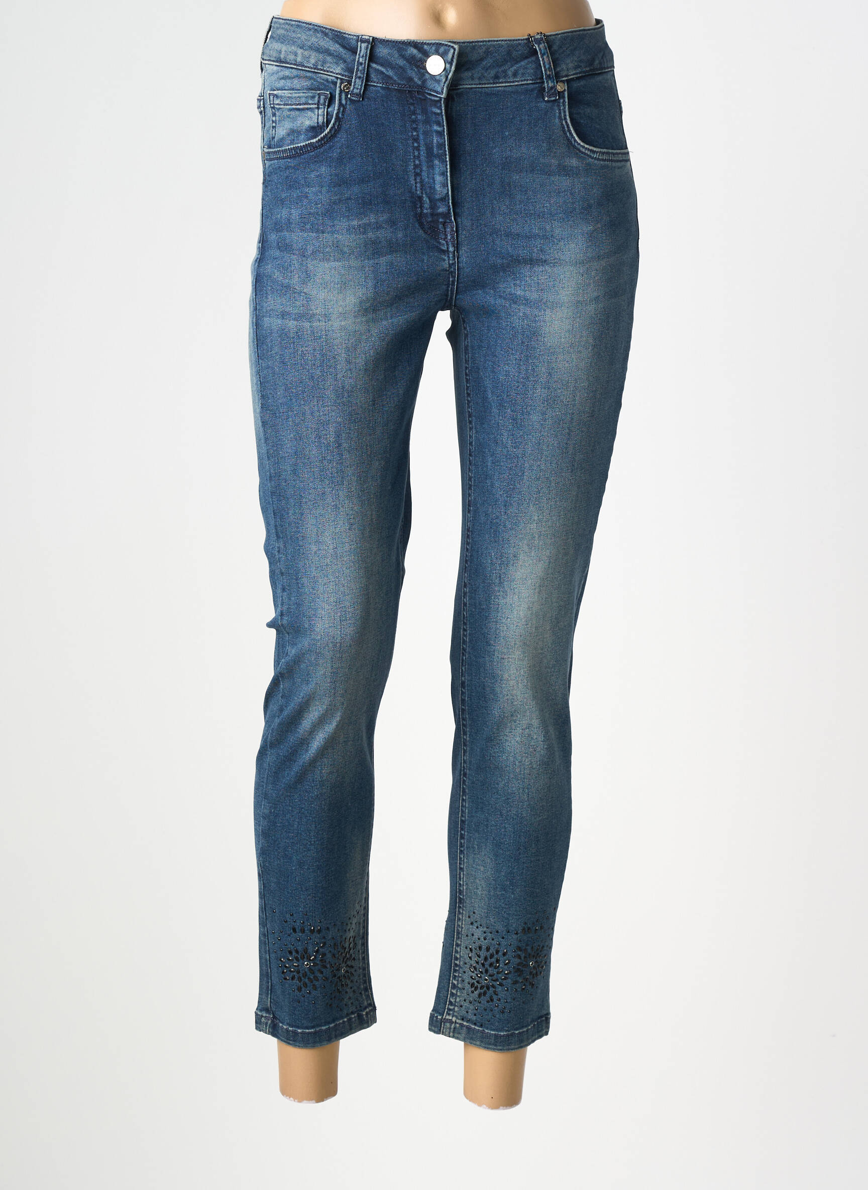 Jeans coupe slim stretch taille normale bleu LAUREN VIDAL femme