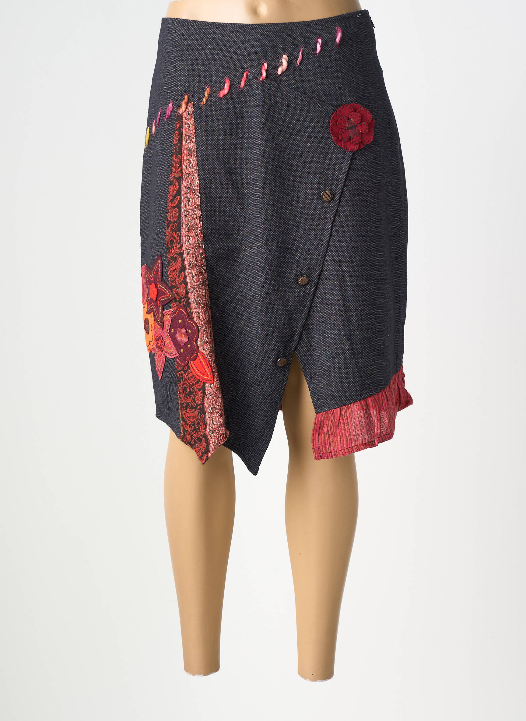 Jupe mi-longue stretch gris ALL BEAUTIFUL femme