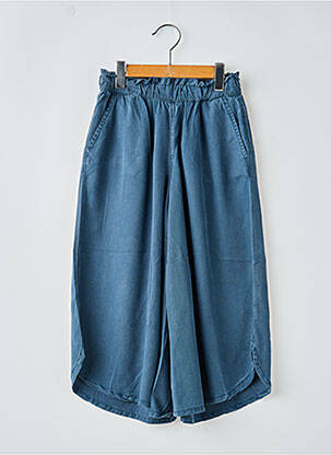 Pantalon large tissage popeline taille ajustable bleu ZY fille