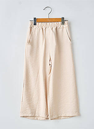 Pantalon large tissage popeline taille élastique beige MINI MIGNON fille