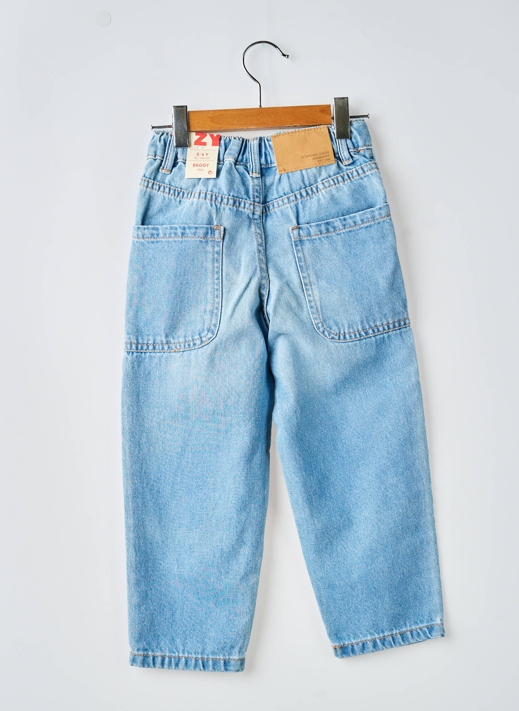 Jeans coupe large taille ajustable bleu ZY garçon