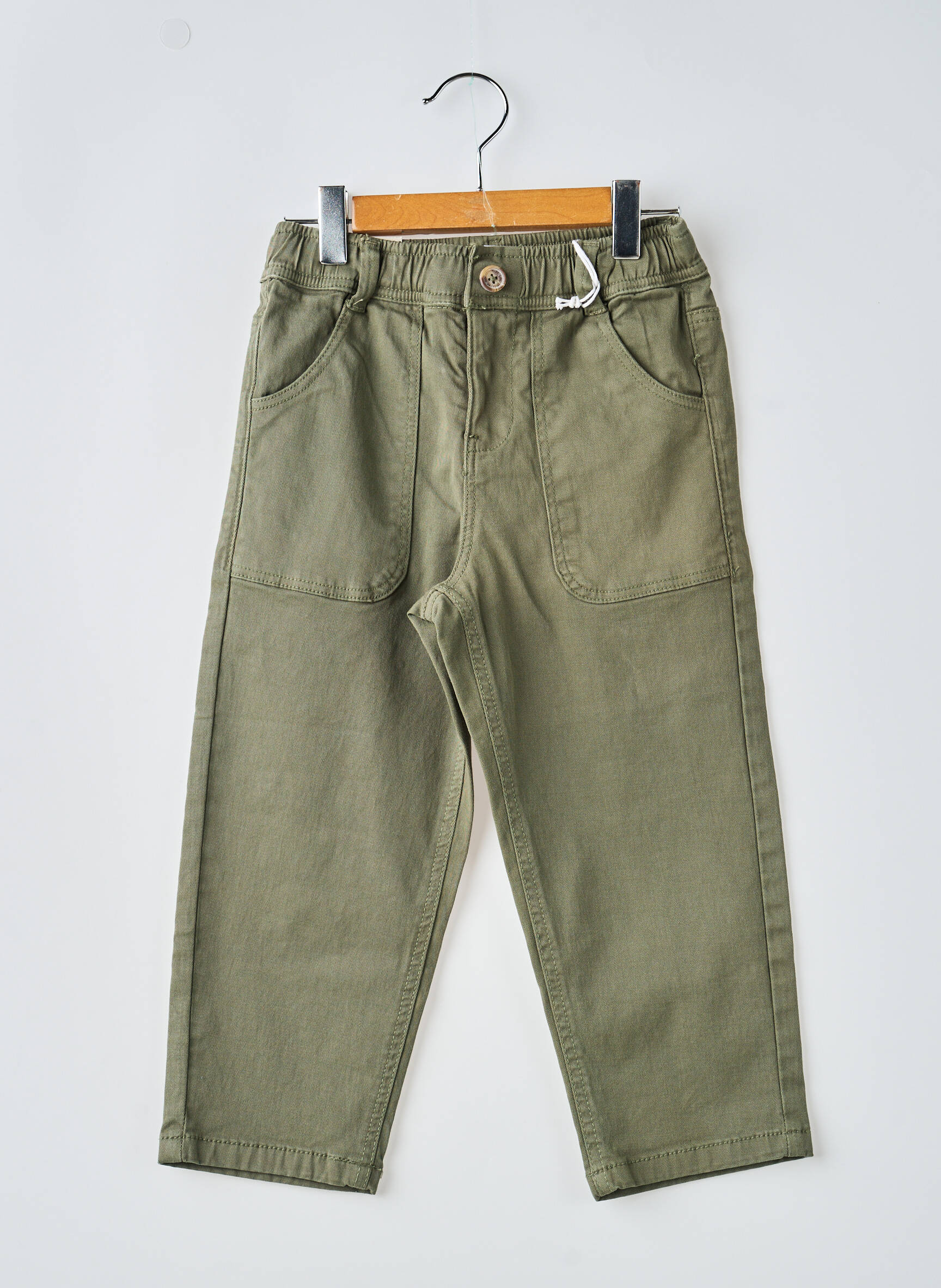 Pantalon droit coupe droite taille ajustable vert ZY garçon