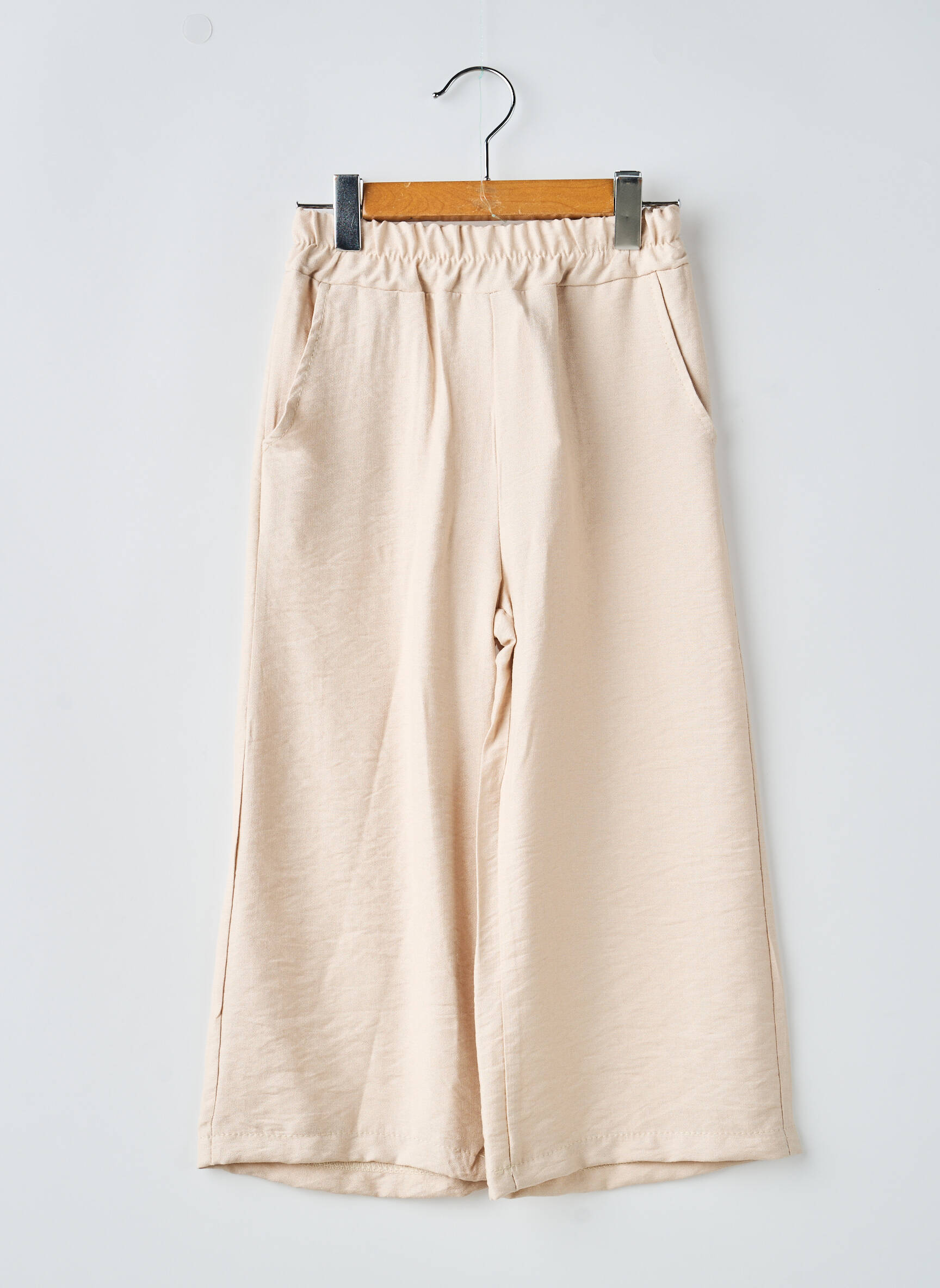 Pantalon large tissage popeline taille élastique beige MINI MIGNON fille