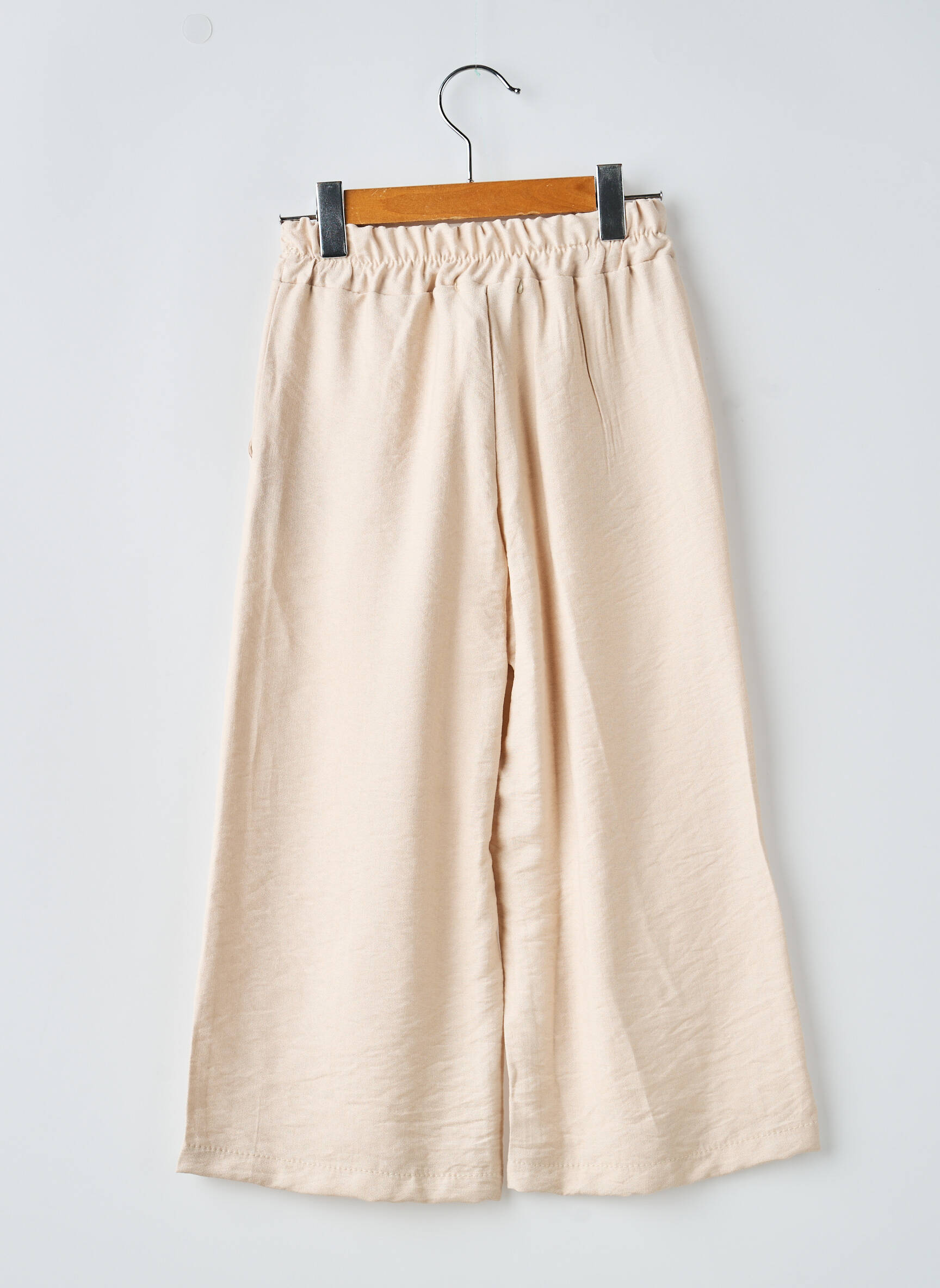 Pantalon large tissage popeline taille élastique beige MINI MIGNON fille