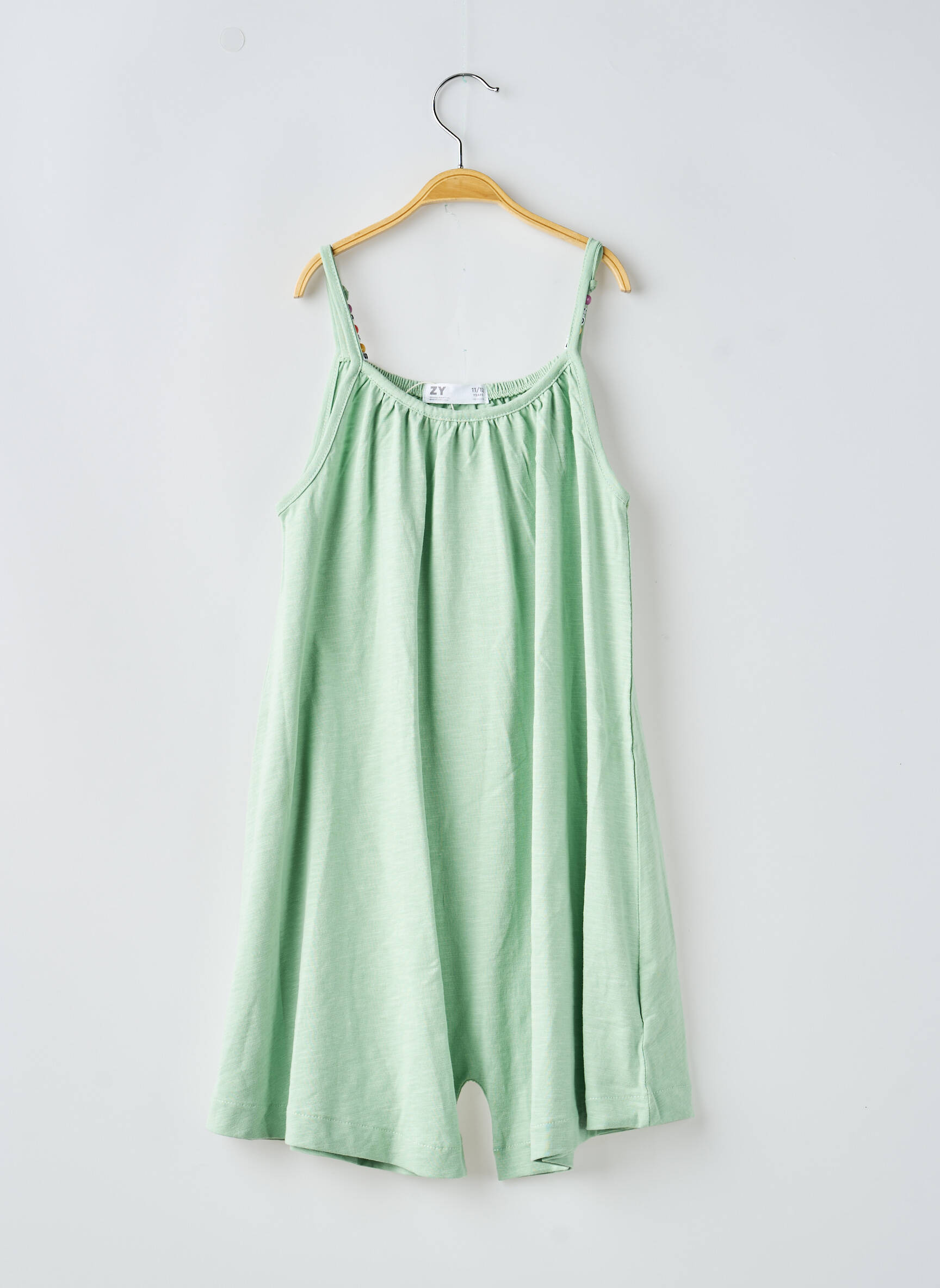 Robe courte maille fine sans manche vert ZY fille