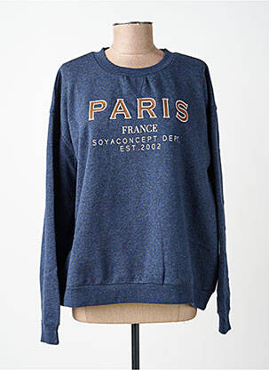 Sweat-shirt broderie manches longues bleu SOYACONCEPT femme