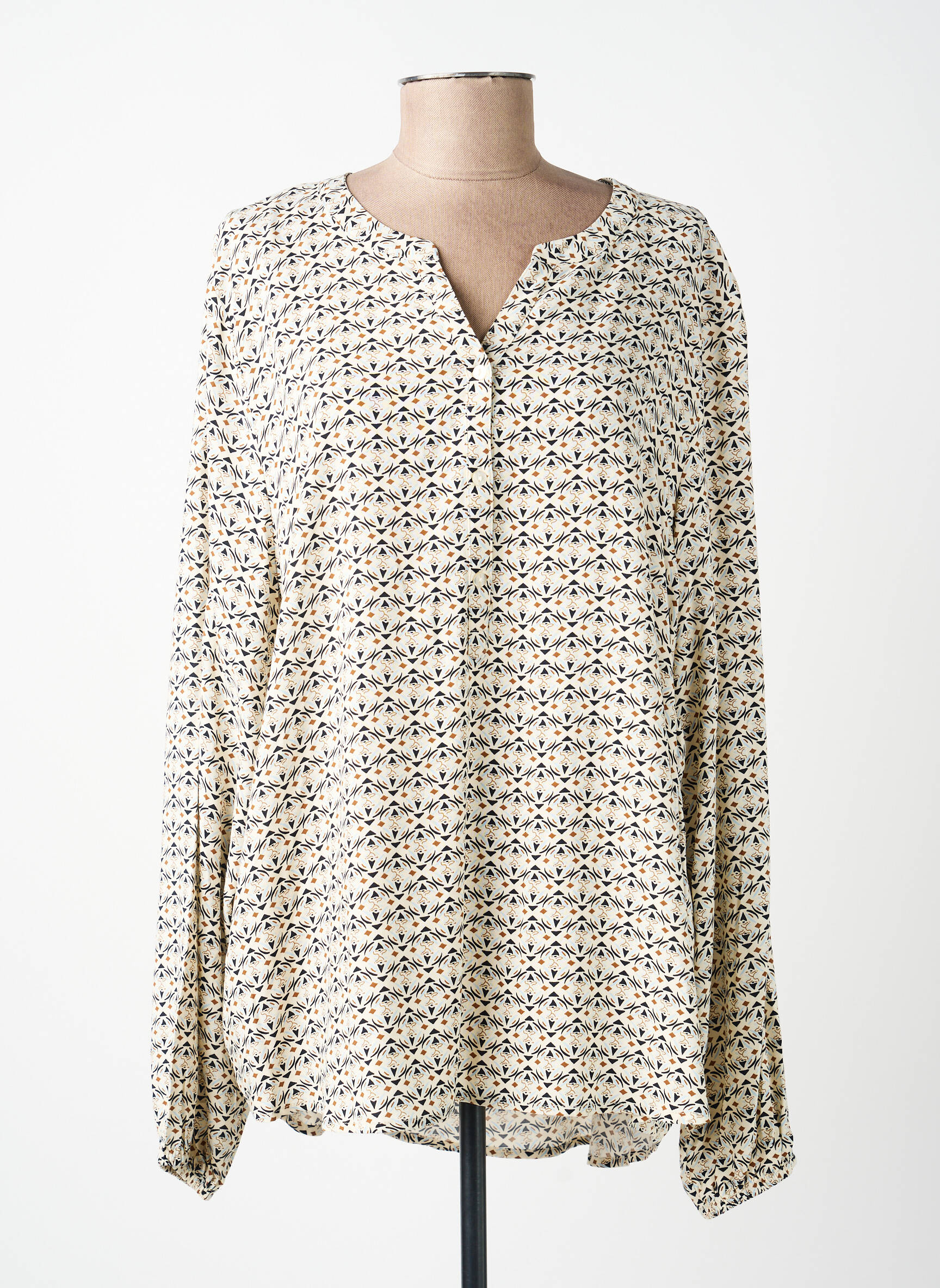 Blouse tissage popeline manches longues beige SOYACONCEPT femme