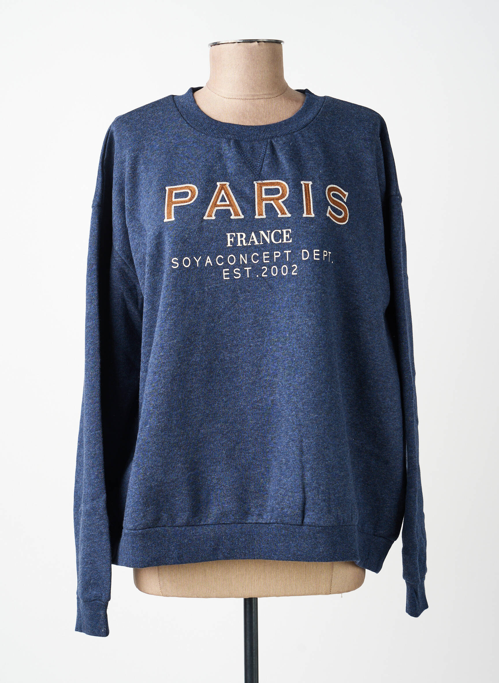 Sweat-shirt broderie manches longues bleu SOYACONCEPT femme