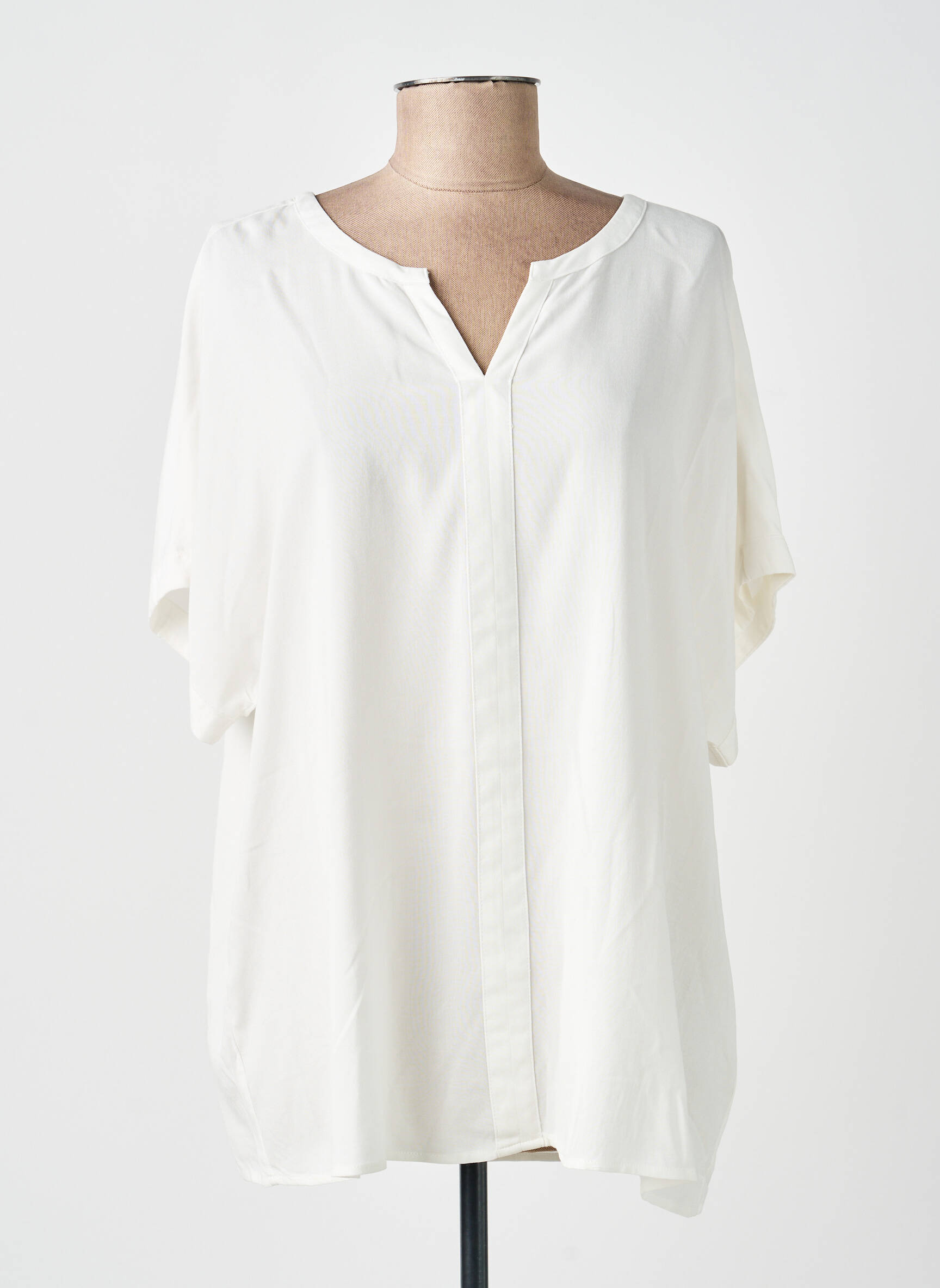 Blouse tissage popeline manches courtes blanc SOYACONCEPT femme