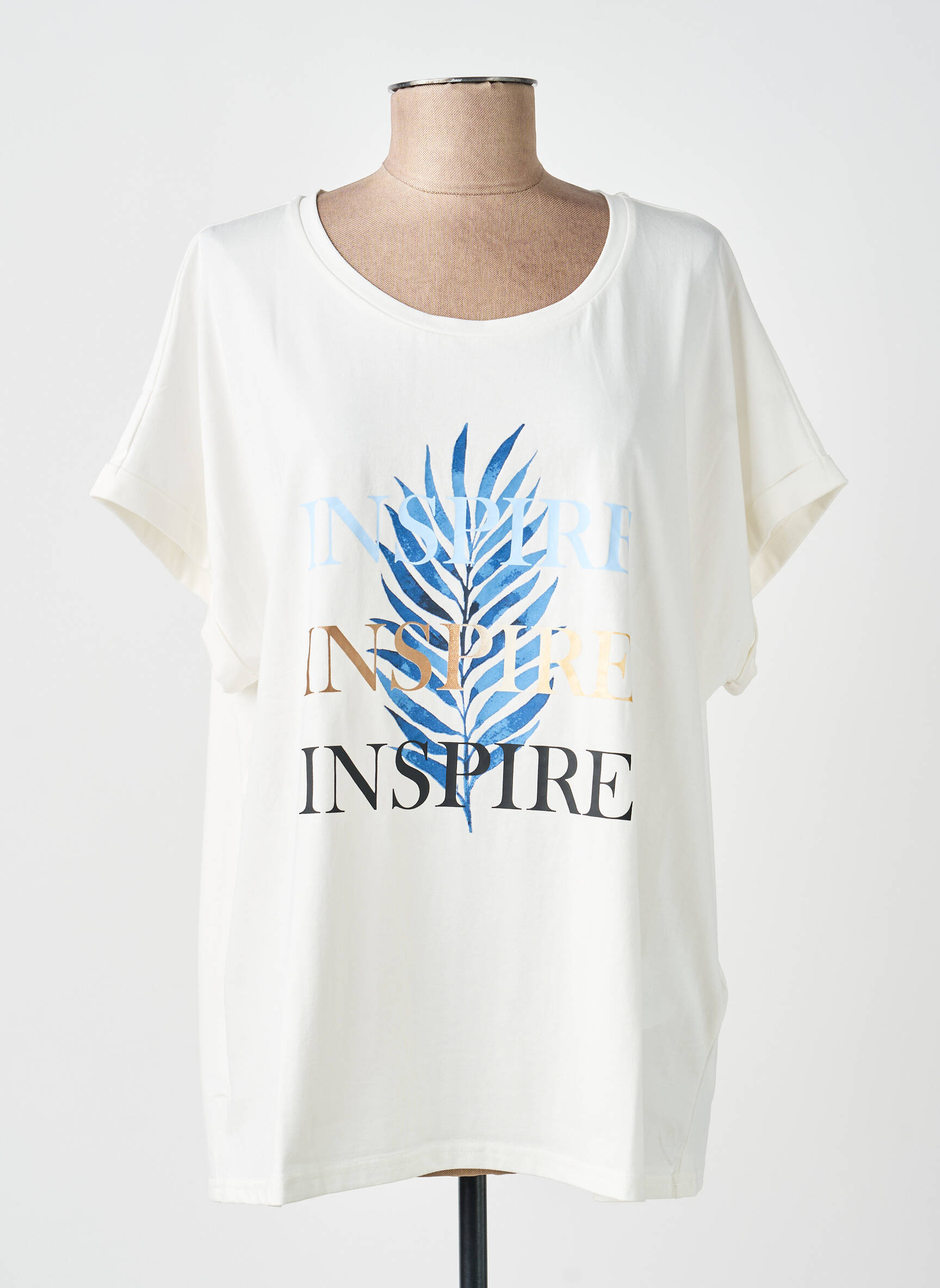 T-shirt sérigraphie floquée manches courtes blanc SOYACONCEPT femme