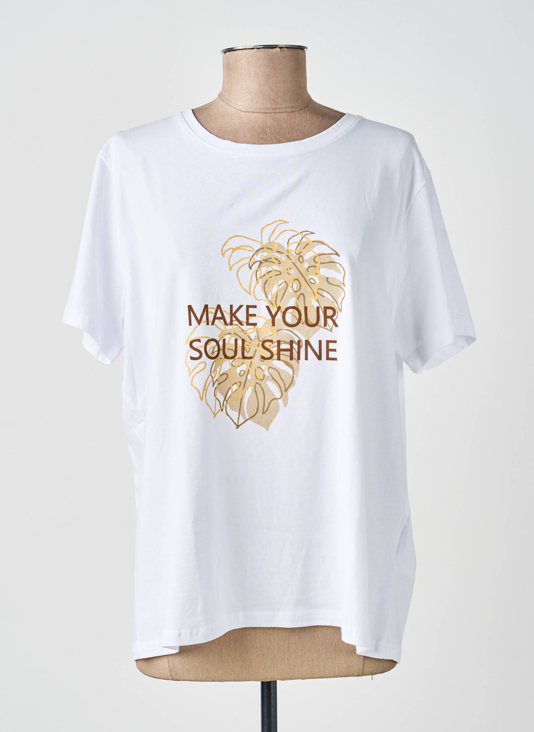 T-shirt sérigraphie floquée manches courtes blanc SOYACONCEPT femme
