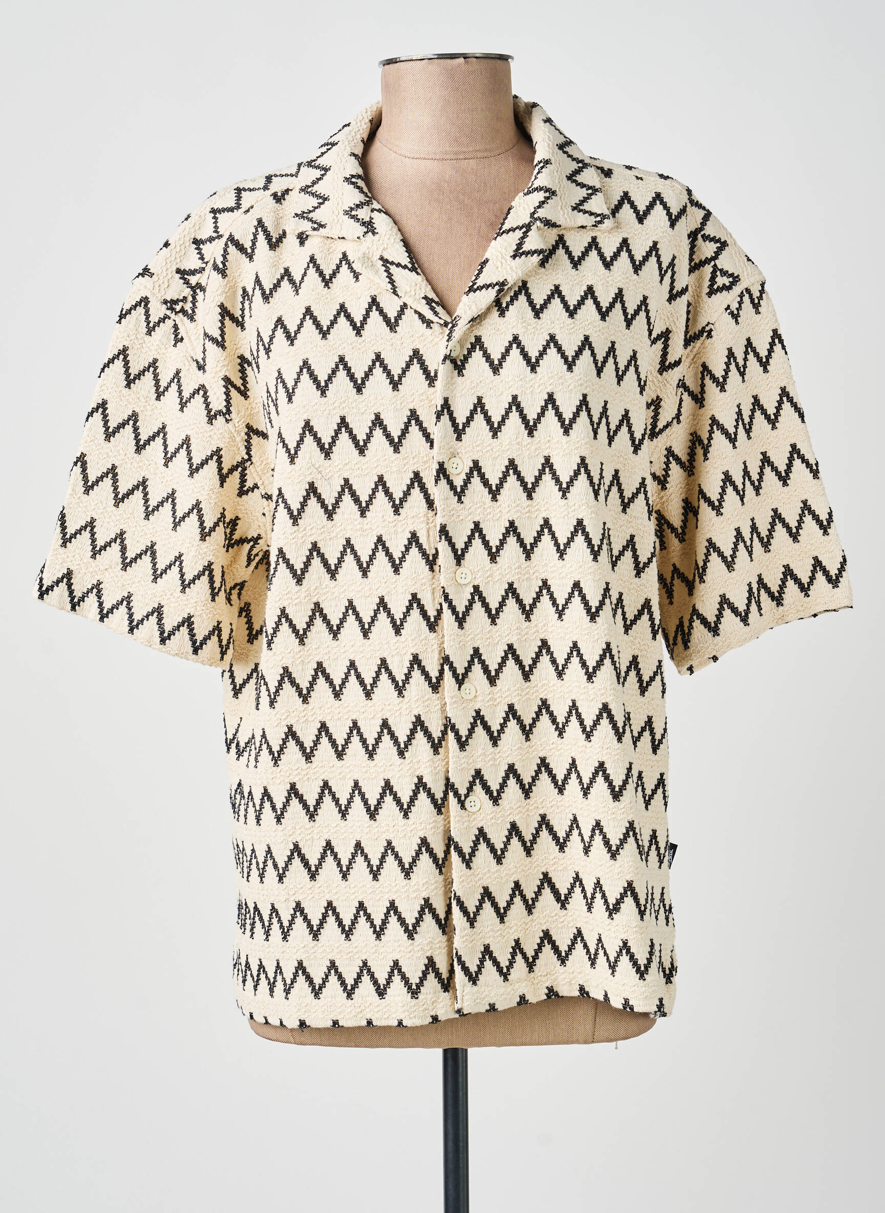 Chemise manches courtes imprimé fantaisie beige TIFFOSI homme