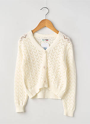 Gilet manches longues col v blanc MADE IN ITALY fille