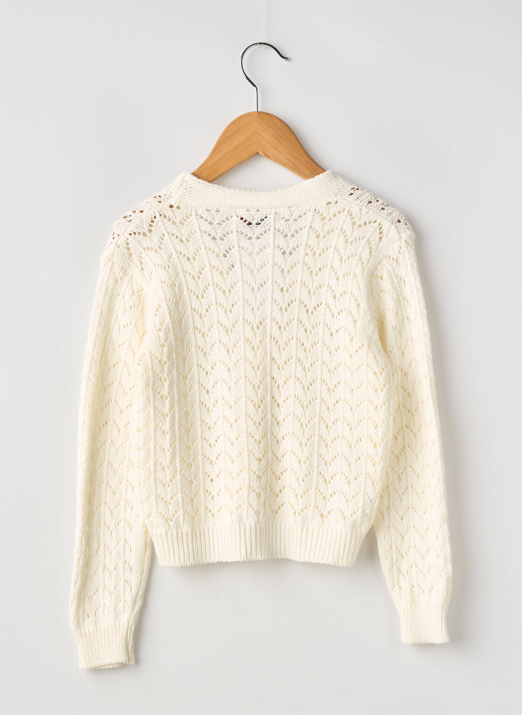 Gilet manches longues col v blanc MADE IN ITALY fille