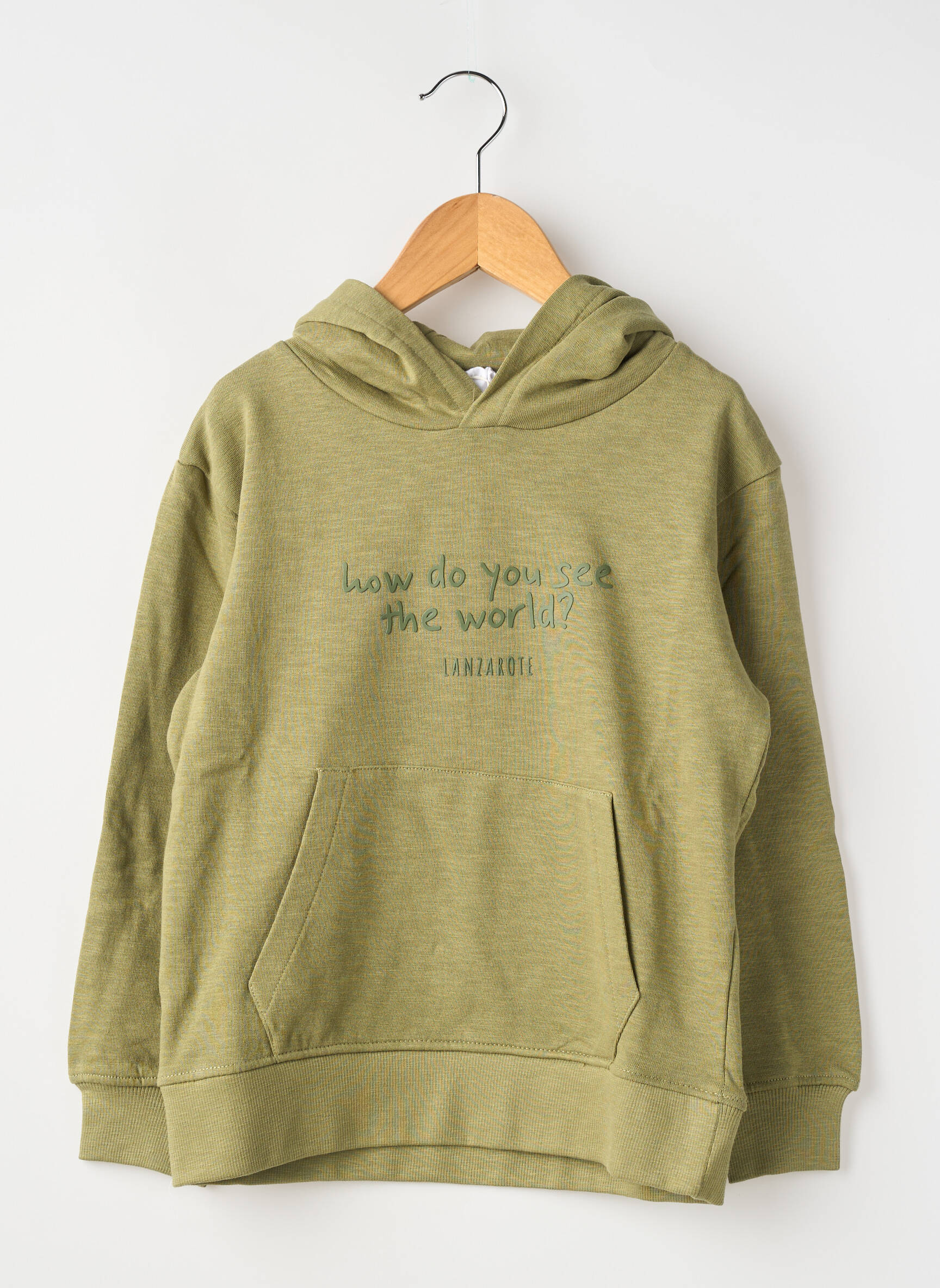 Sweat-shirt à capuche coupe droite manches longues vert ZY garçon