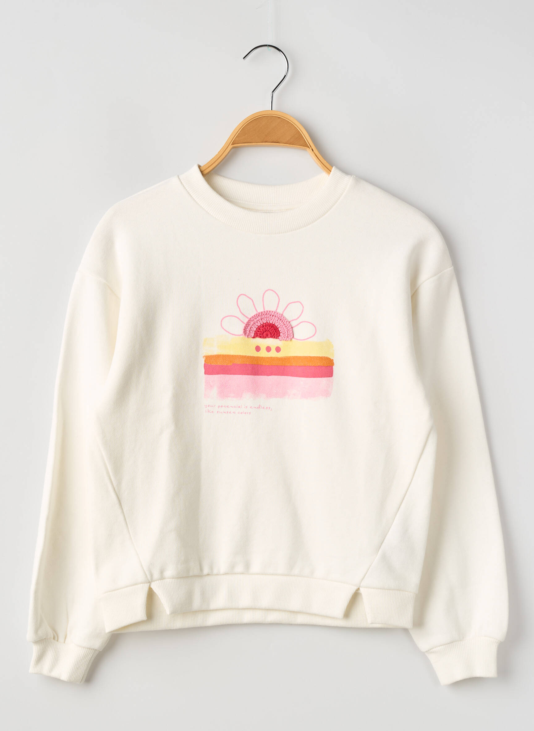 Sweat-shirt manches longues manches longues blanc ZY fille