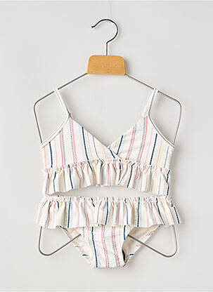 Maillot de bain 2 pièces imprimé rayures blanc ZY fille