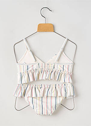 Maillot de bain 2 pièces imprimé rayures blanc ZY fille