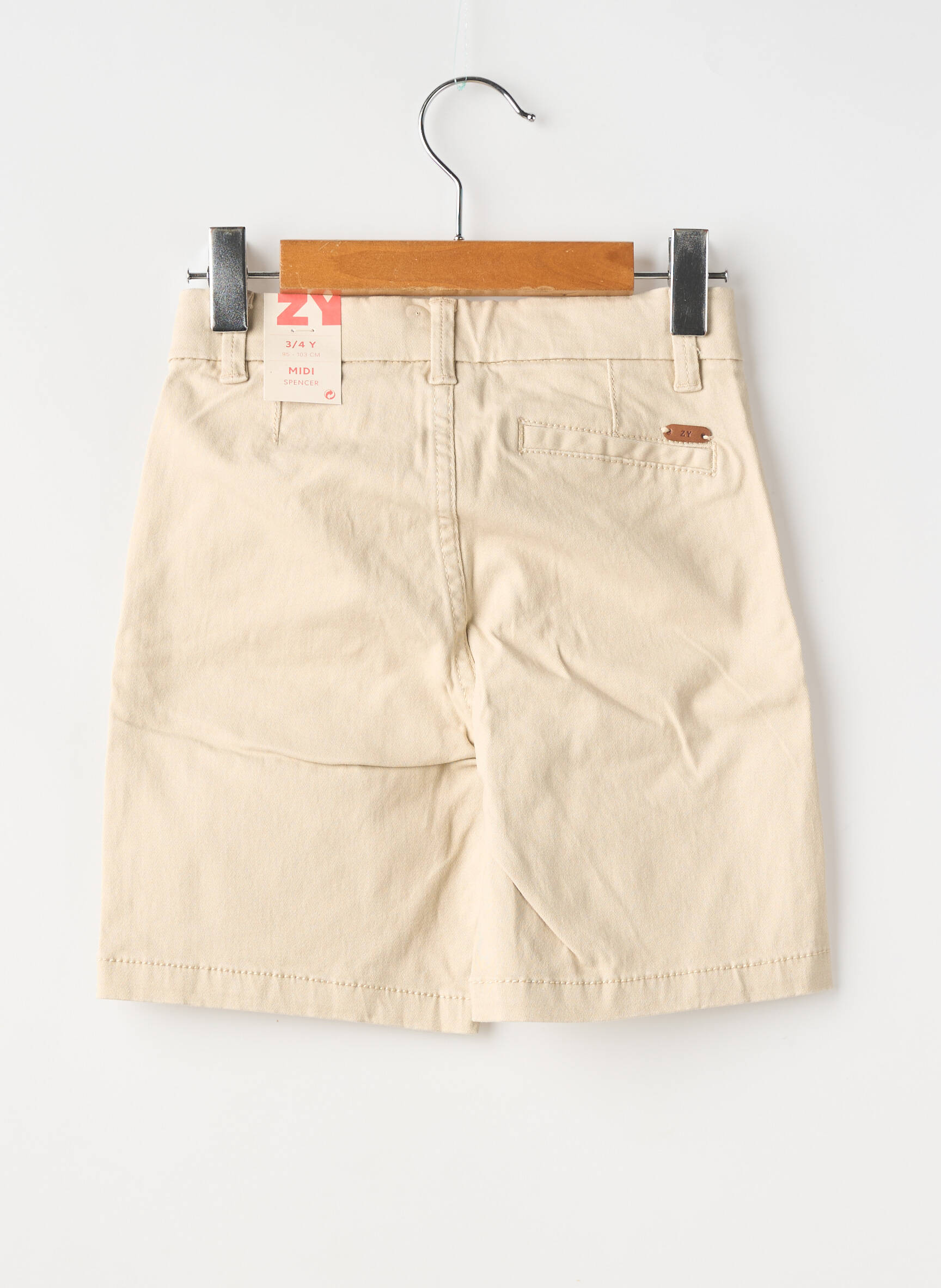 Bermuda fermeture zippée sous rabat boutonné beige ZY garçon