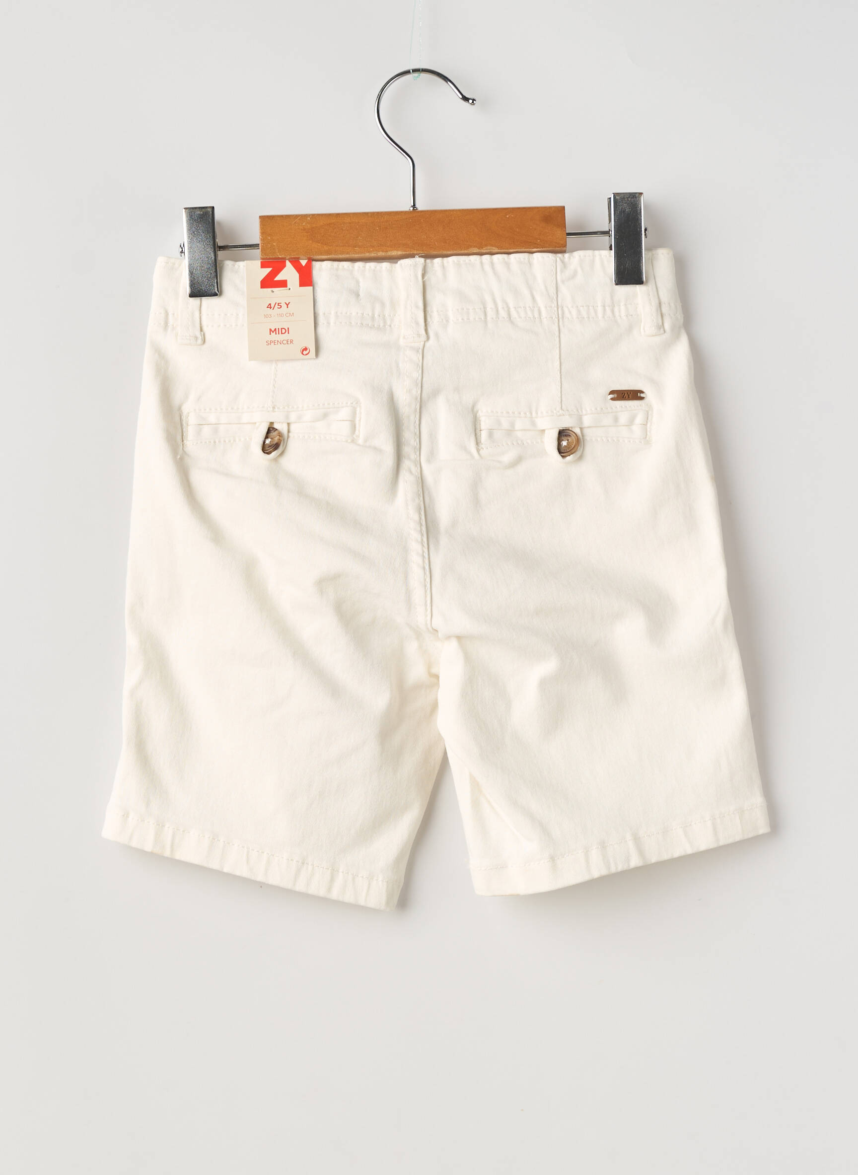 Bermuda fermeture zippée sous rabat boutonné taille ajustable blanc ZY garçon