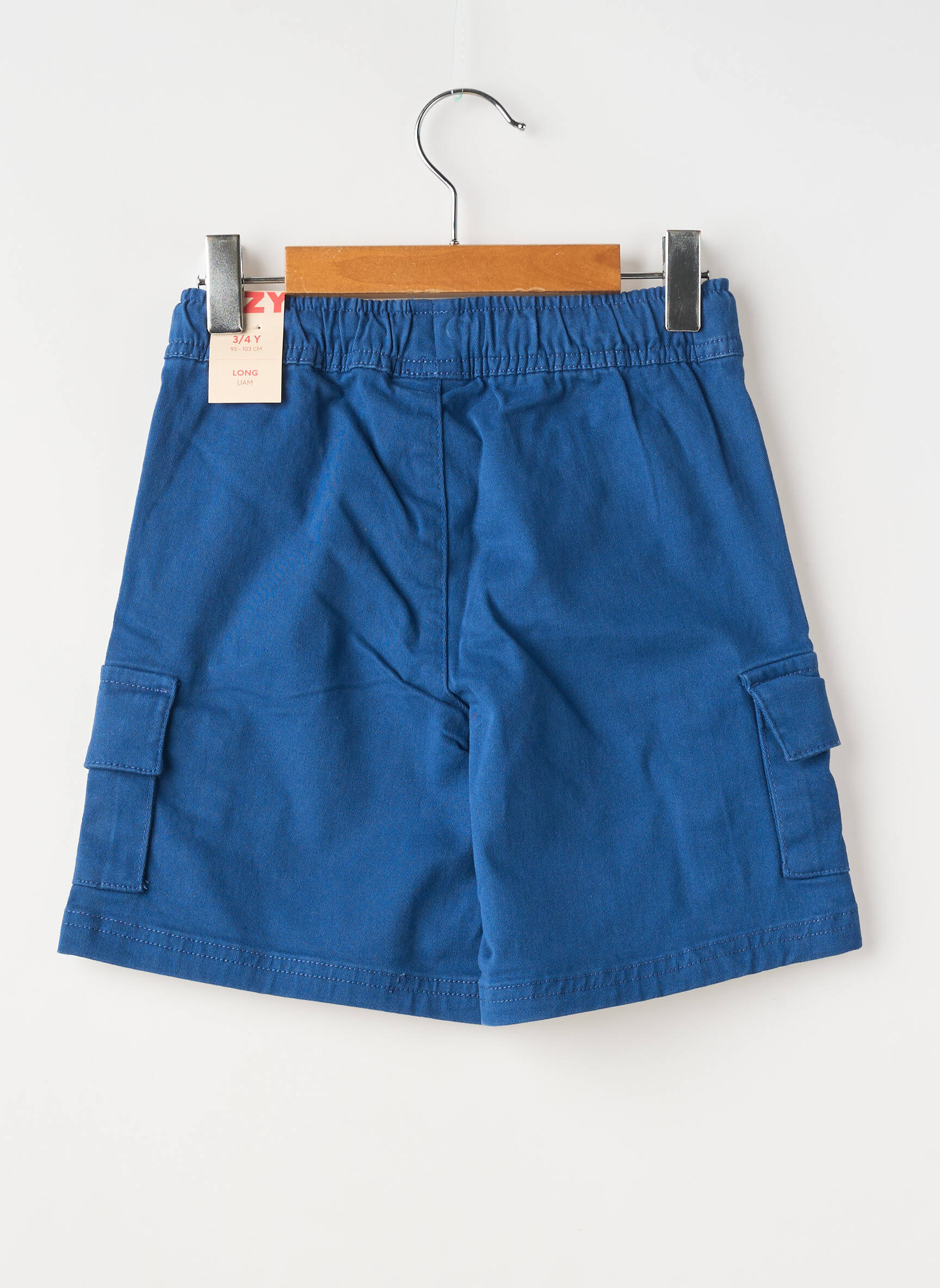 Bermuda poches taille ajustable bleu ZY garçon