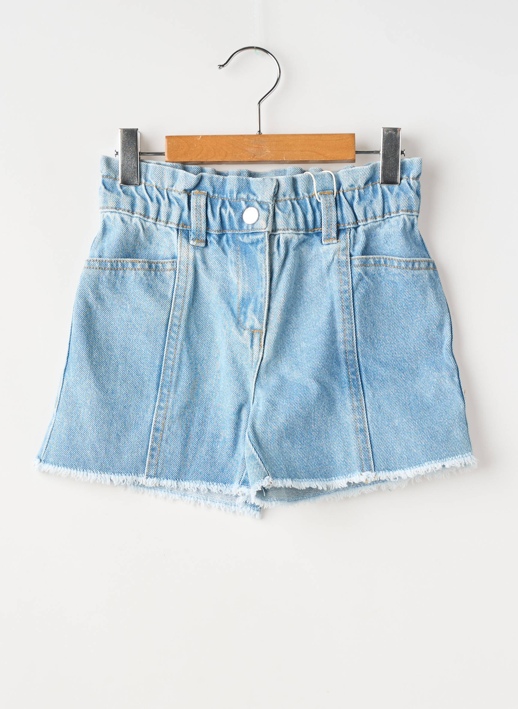 Short tissage denim taille élastique bleu ZY fille