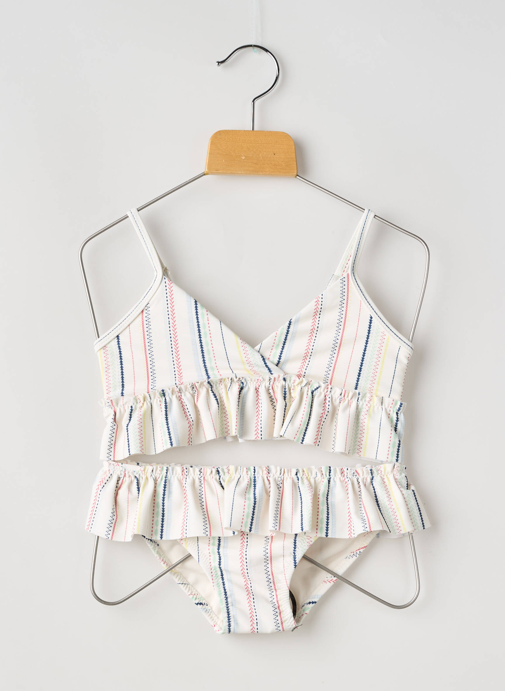 Maillot de bain 2 pièces imprimé rayures blanc ZY fille