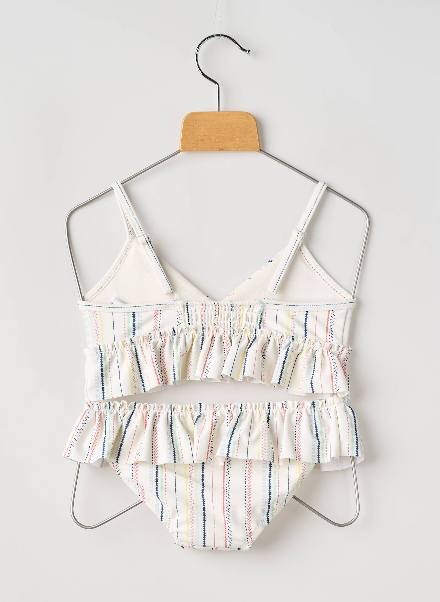 Maillot de bain 2 pièces imprimé rayures blanc ZY fille