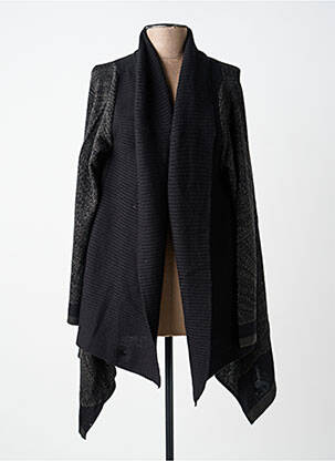 Gilet manches longues col châle noir KATMAI femme