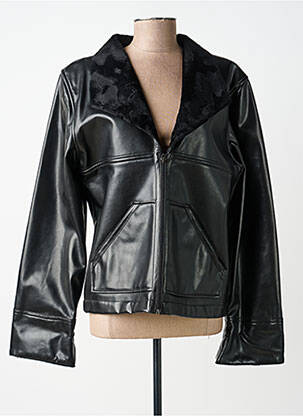 Veste simili cuir poches noir PAUL BRIAL femme