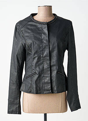 Veste simili cuir finition intérieure doublure imprimée noir JOCAVI femme