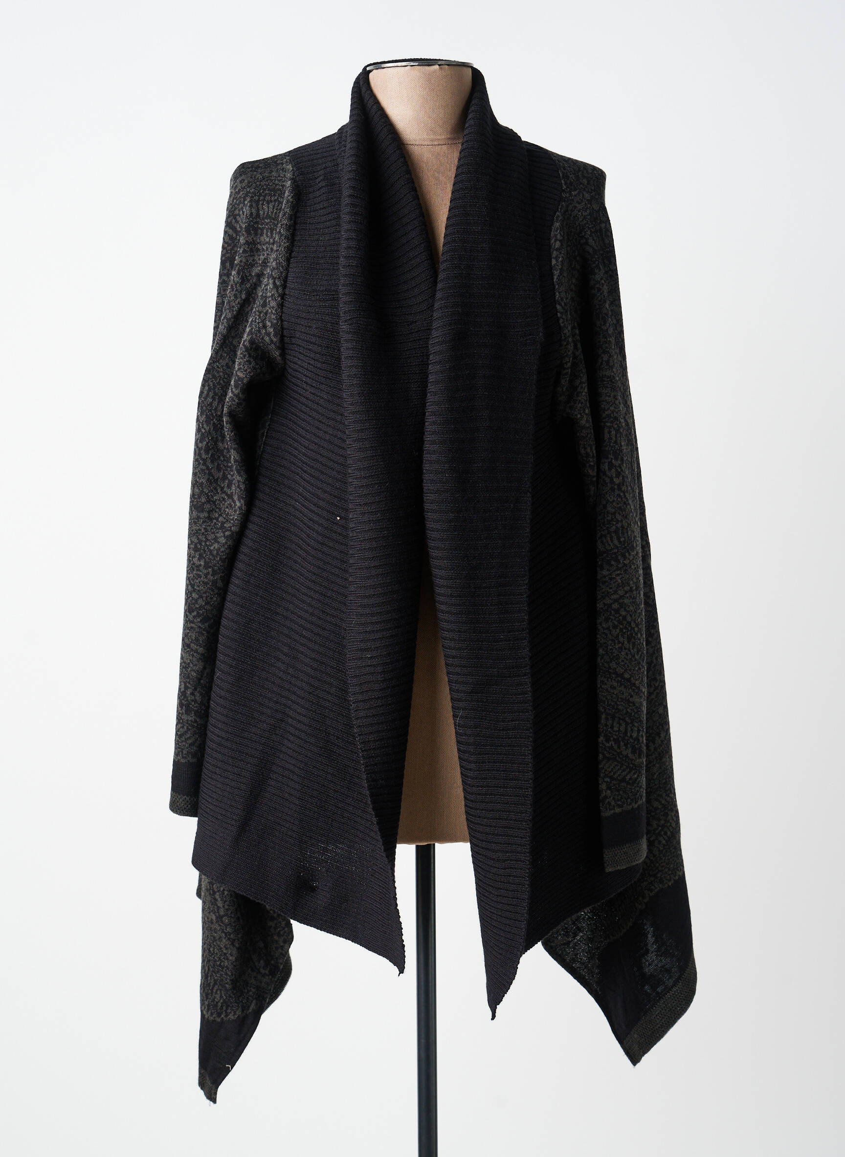 Gilet manches longues col châle noir KATMAI femme