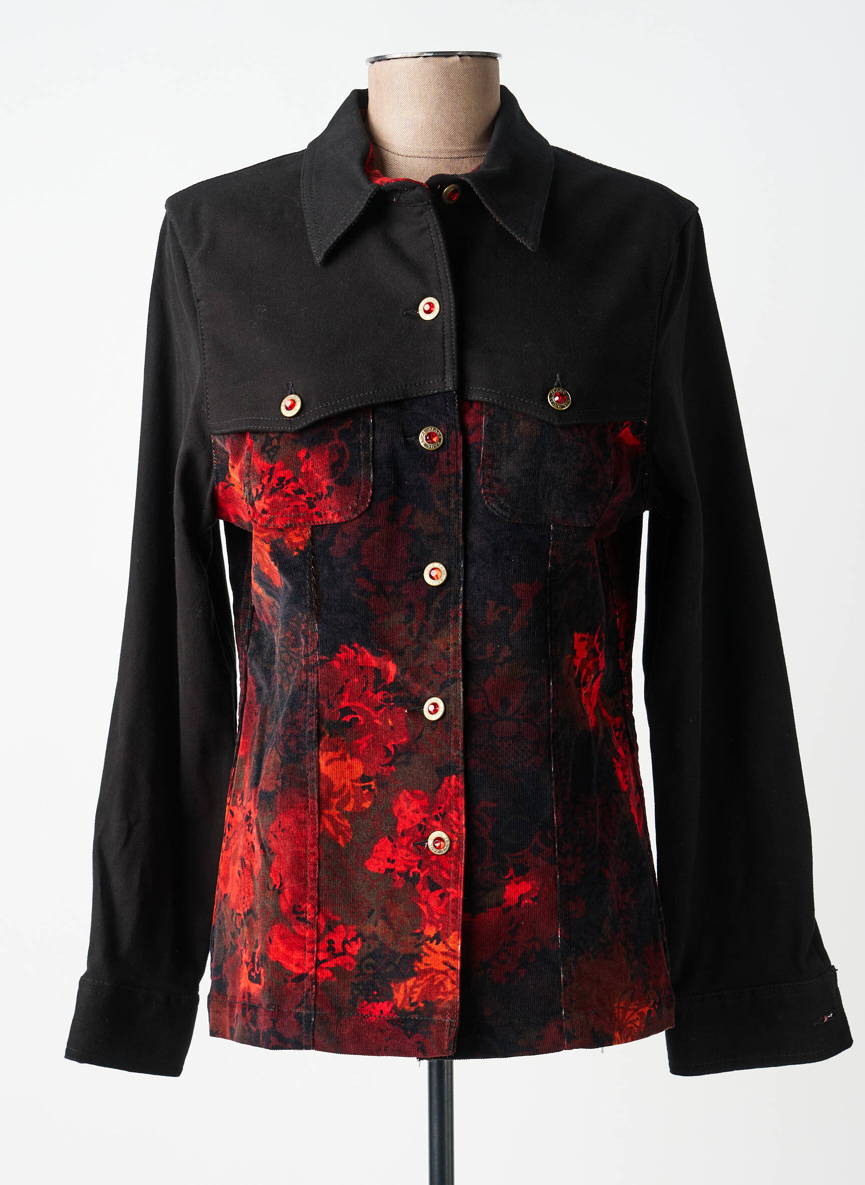 Veste casual poignets boutonnés avec fente noir PAUL BRIAL femme