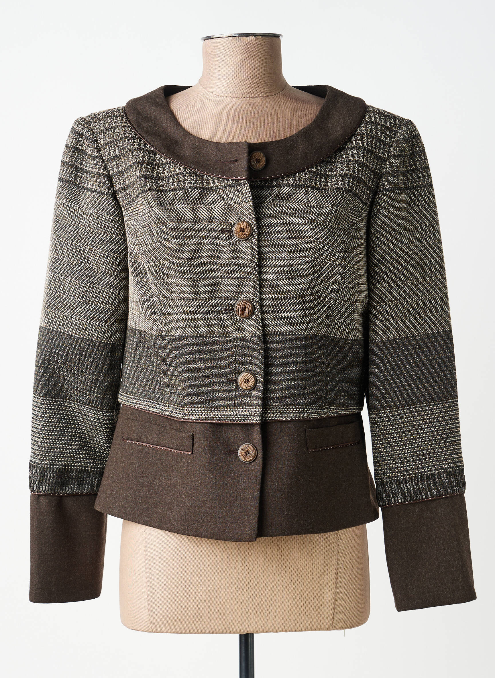 Veste chic fermeture boutonnée sur le devant marron INFINITIF femme