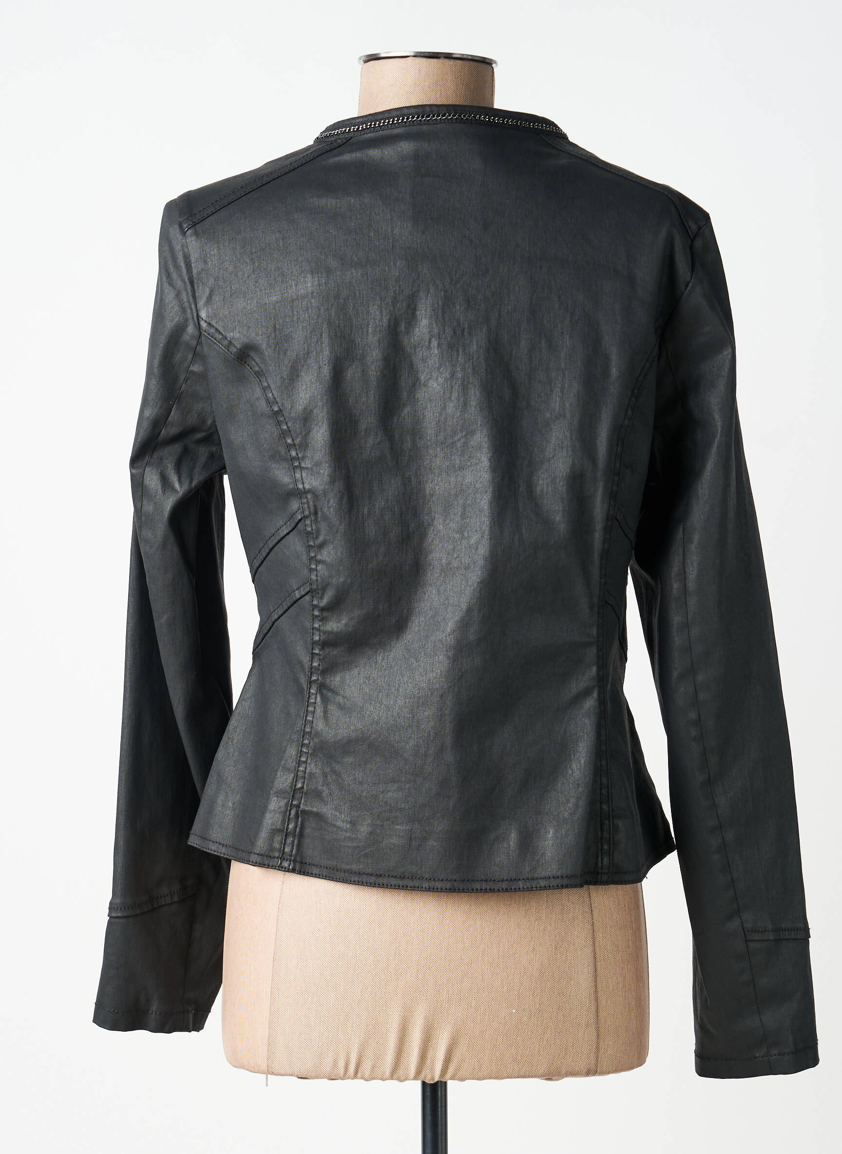 Veste simili cuir finition intérieure doublure imprimée noir JOCAVI femme