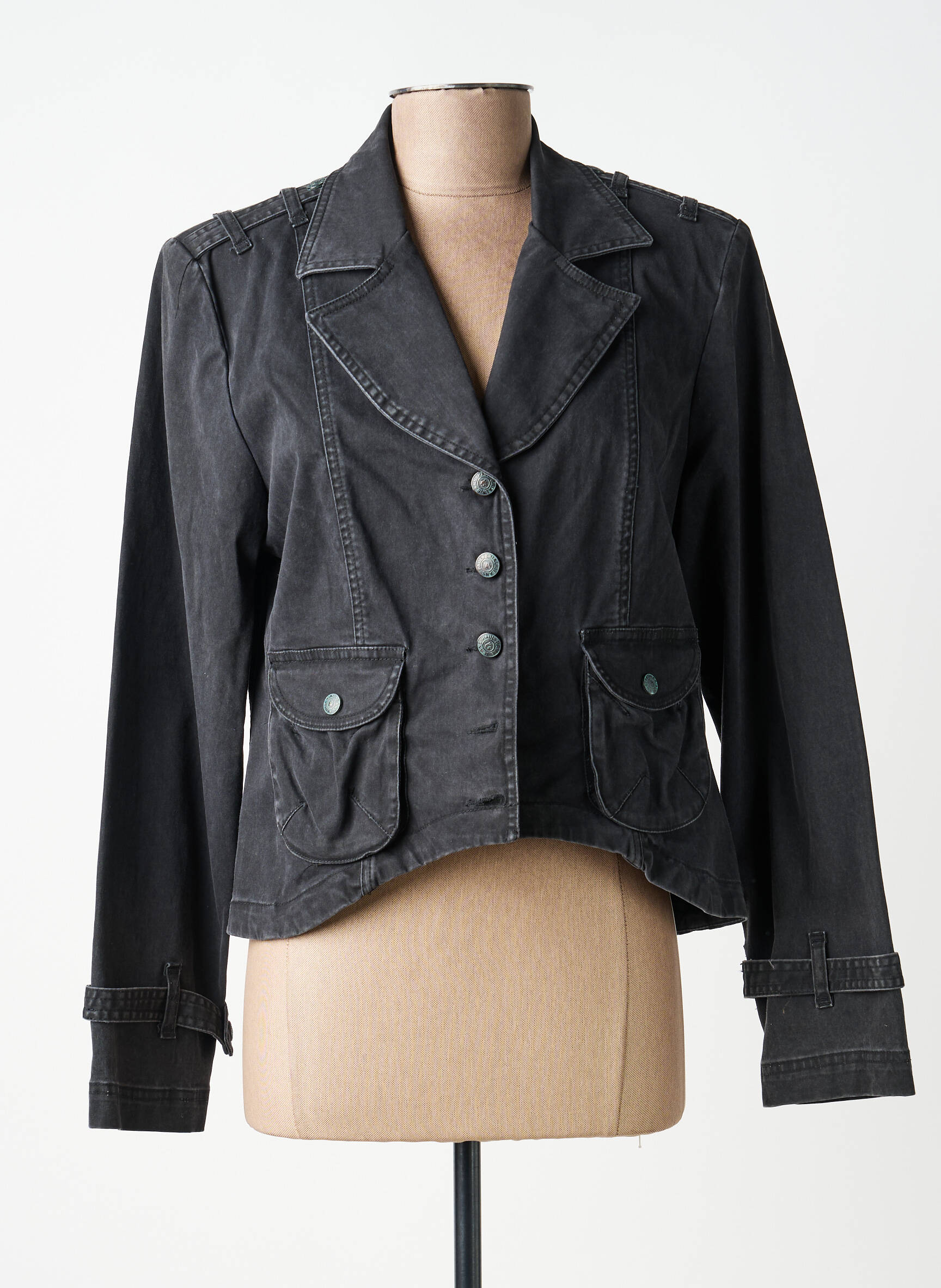 Veste casual col tailleur noir PAUL BRIAL femme