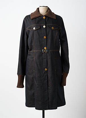 Manteau long coupe cintrée sans capuche noir CARNET DE BORD femme